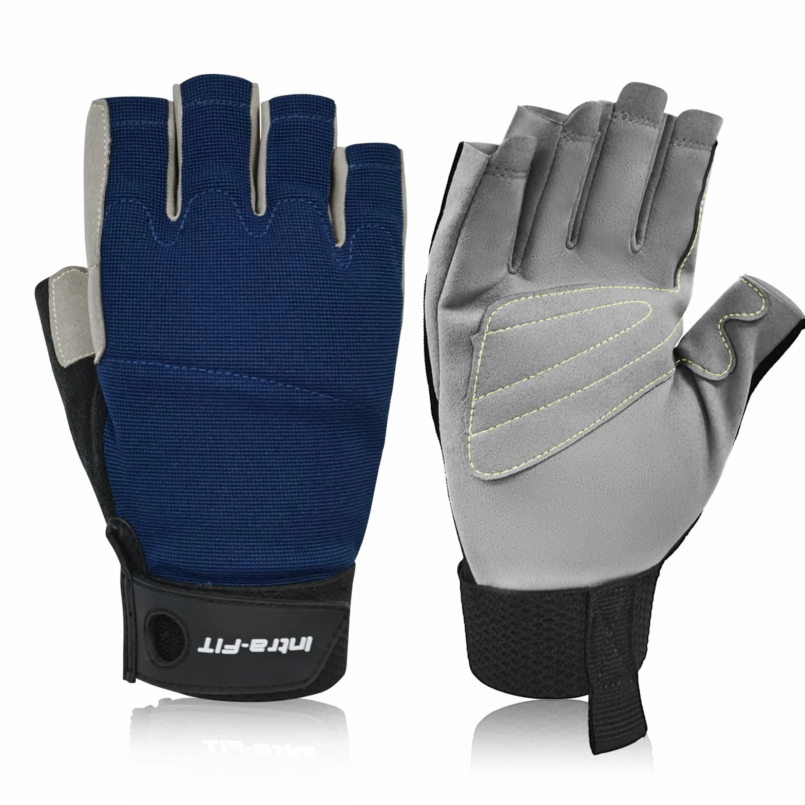 Guantes de escalada con medio dedo, piel sintética, protección contra la abrasión, para rappel y montañismo