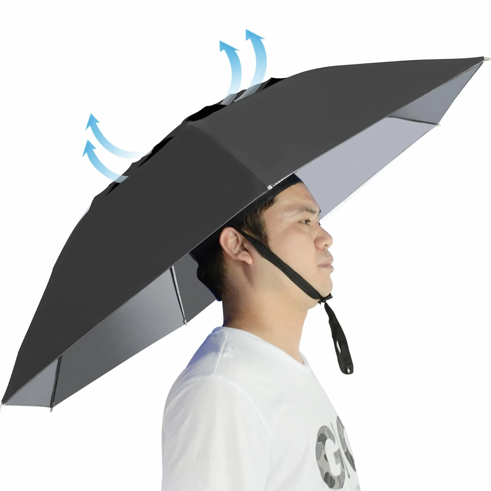 Sombrilla de pesca plegable ajustable 37.4 pulgadas anti-UV impermeable 7 varillas