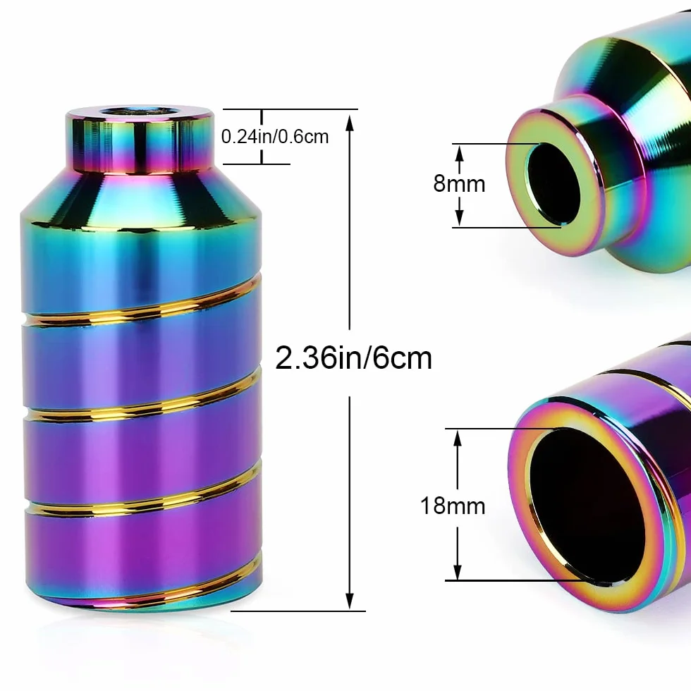 Pegs para patinete – 2 unidades Pro Stunt Scooter Pegs Rainbow negro con eje de 12,9 niveles y tuerca de fijación | aluminio PRO Roller Pegs | 5050s Grinds