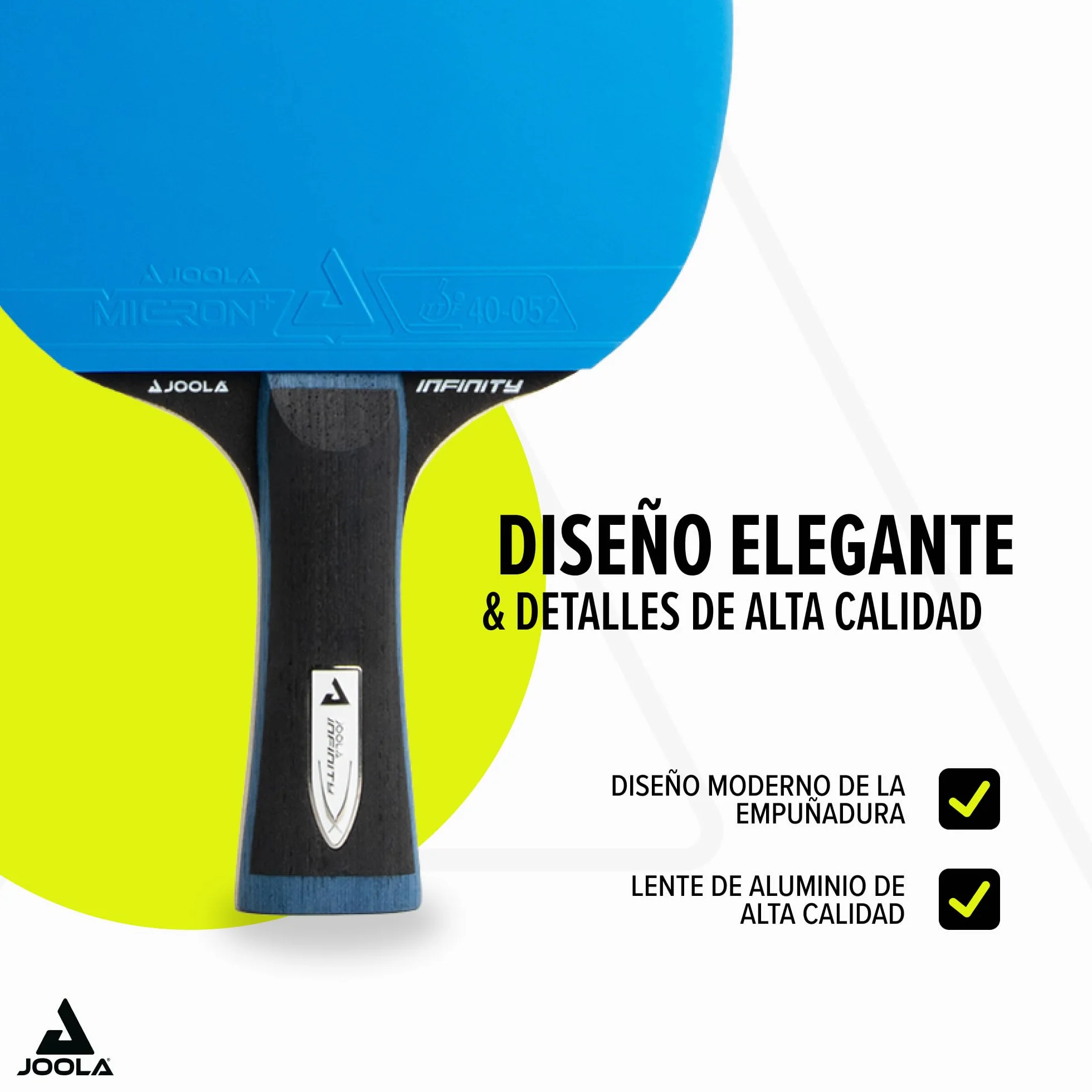 JOOLA Raqueta de ping pong White Infinity GL – Fibra de vidrio con almohadillas Micron+