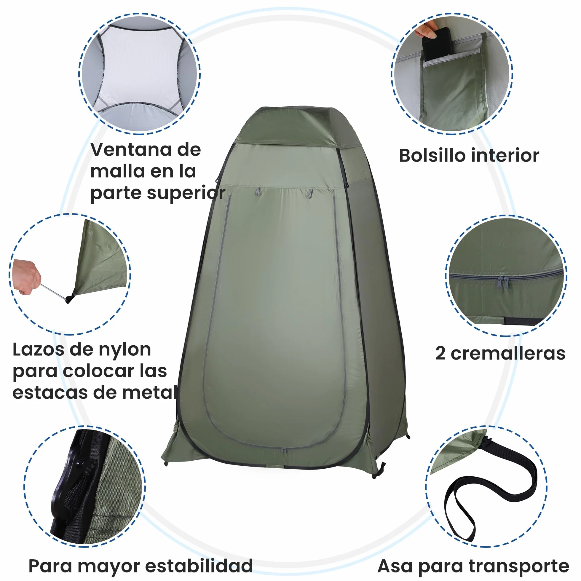 Outsunny Carpa Vestidor Plegable Portátil 120x120x190 cm con Funda