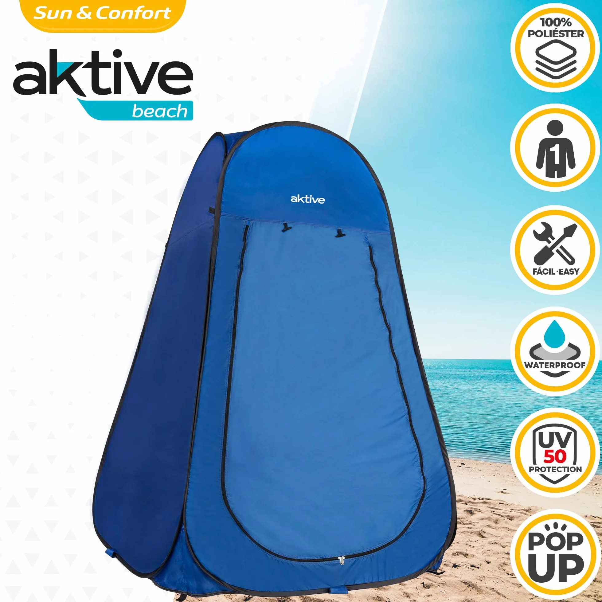 AKTIVE Tienda Ducha Cambiador para Camping con Suelo