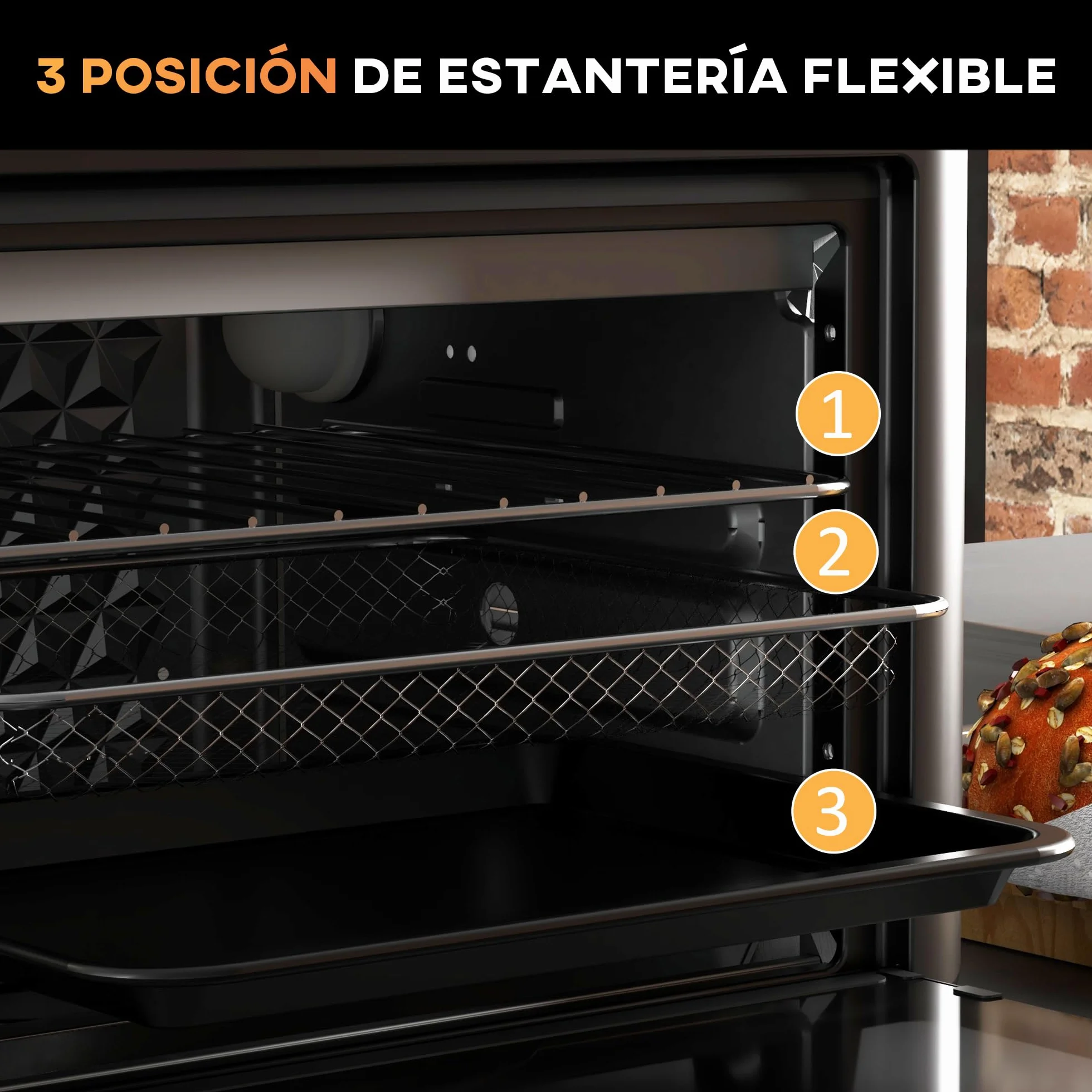 HOMCOM Horno Eléctrico de Sobremesa Horno Sobremesa de 13L 1200W Freidora de Aire con 12 Modos de Calor Temporizador 12 H y Temperatura Regulable hasta 220℃ Blanco