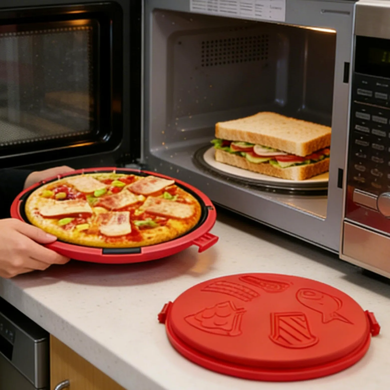 Bandeja para hornear sándwiches en microondas Plancha de calentamiento | Sándwichera para Microondas Para cocina, escuela, residencia, pizza, panqueques, desayuno