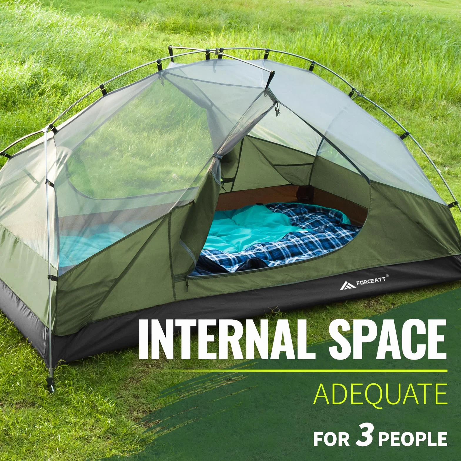 Forceatt Tienda de Campaña 2-3 Personas Impermeable Doble Capa Ligera Senderismo