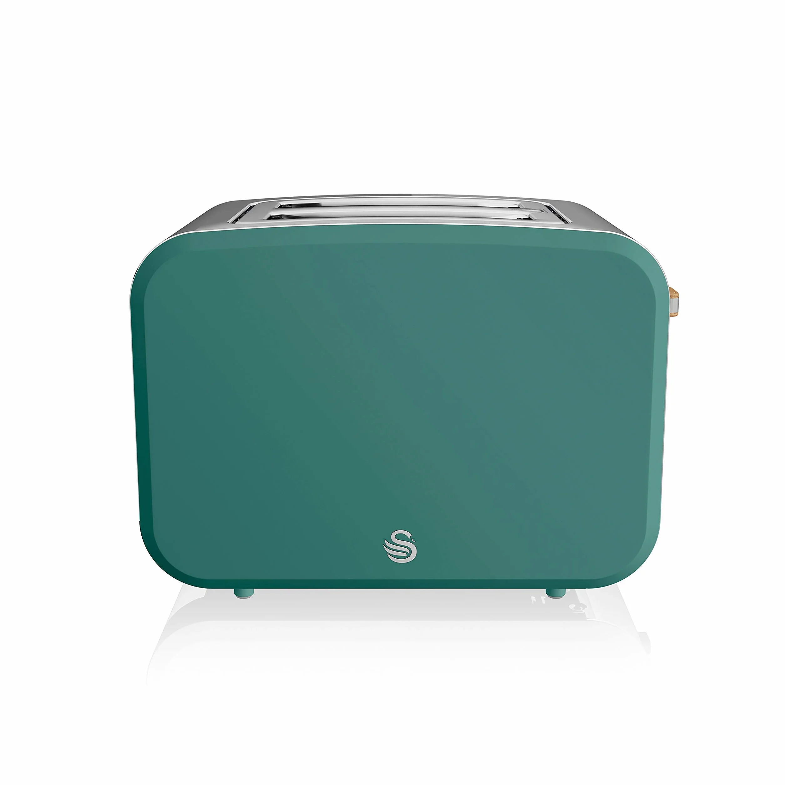 Swan Nordic Set Desayuno Hervidor de agua inalámbrico 1,7L 2200W, Tostadora Pan ranura ancha 2 rebanadas, 3 funciones, diseño moderno, efecto madera, verde