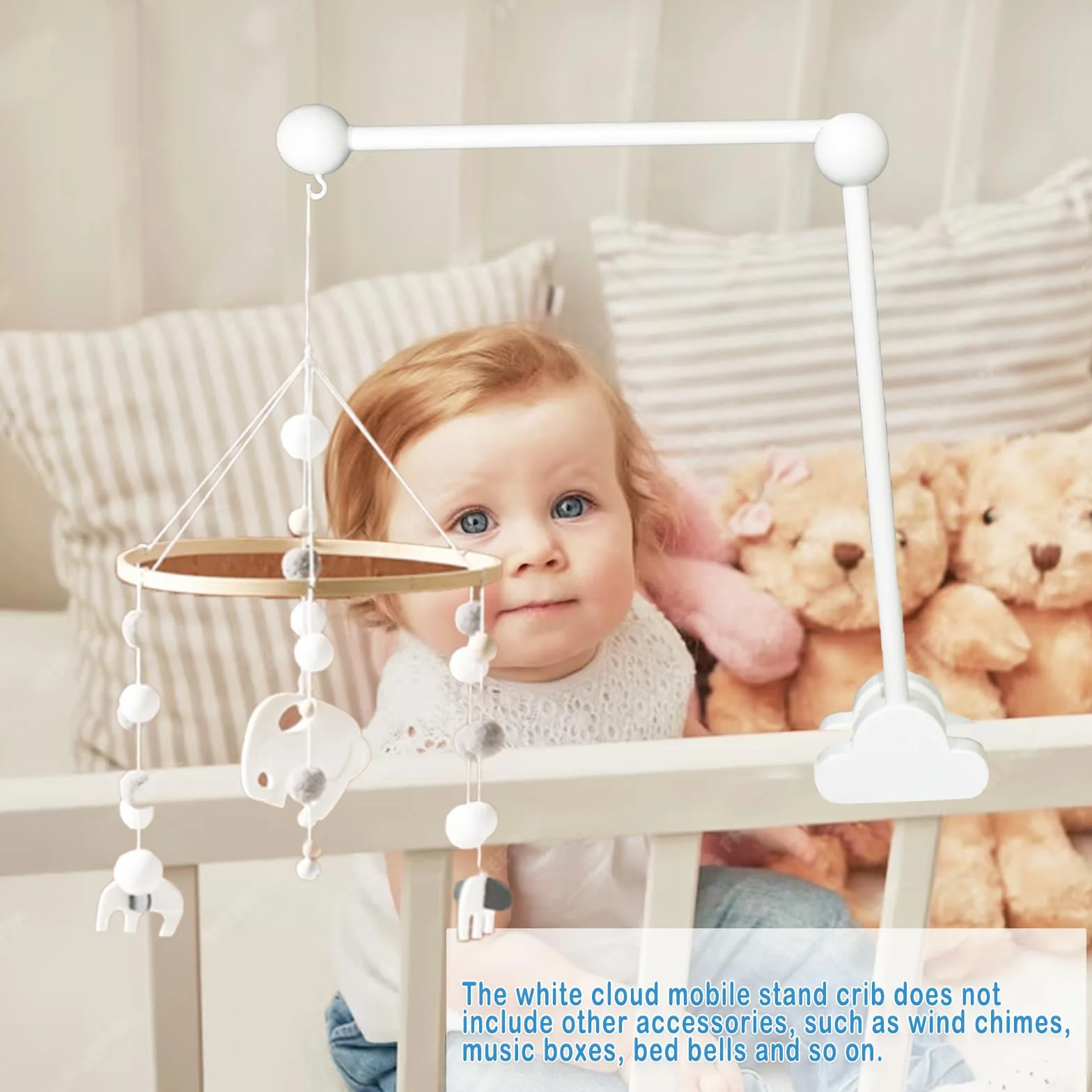 Soporte de madera para móvil de cuna ajustable con diseño de nubes para bebés