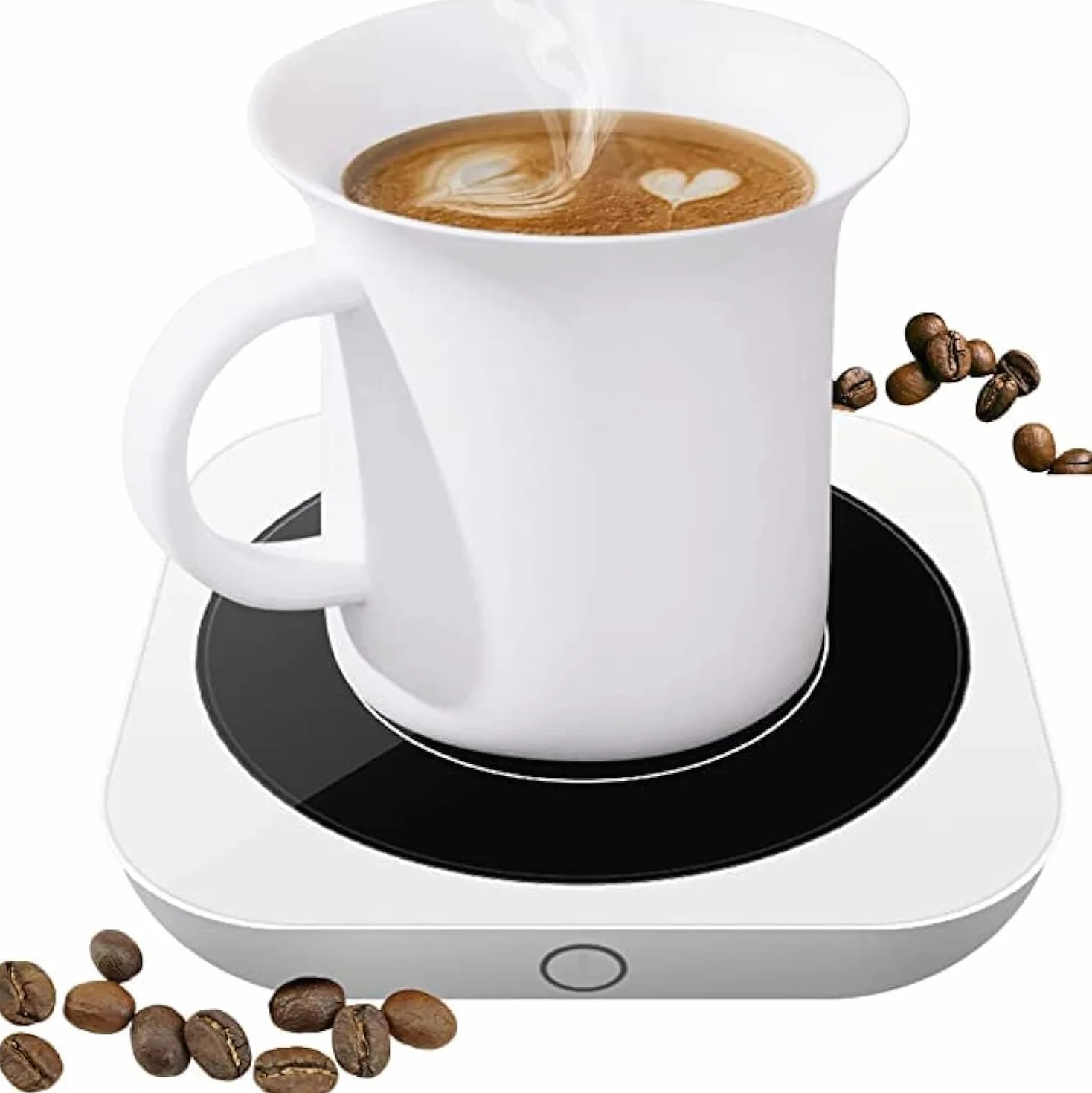Calentador de Tazas de Café 36W con Tres Ajustes de Temperatura hasta 80°C, Placa Calentadora de Bebidas, Blanco