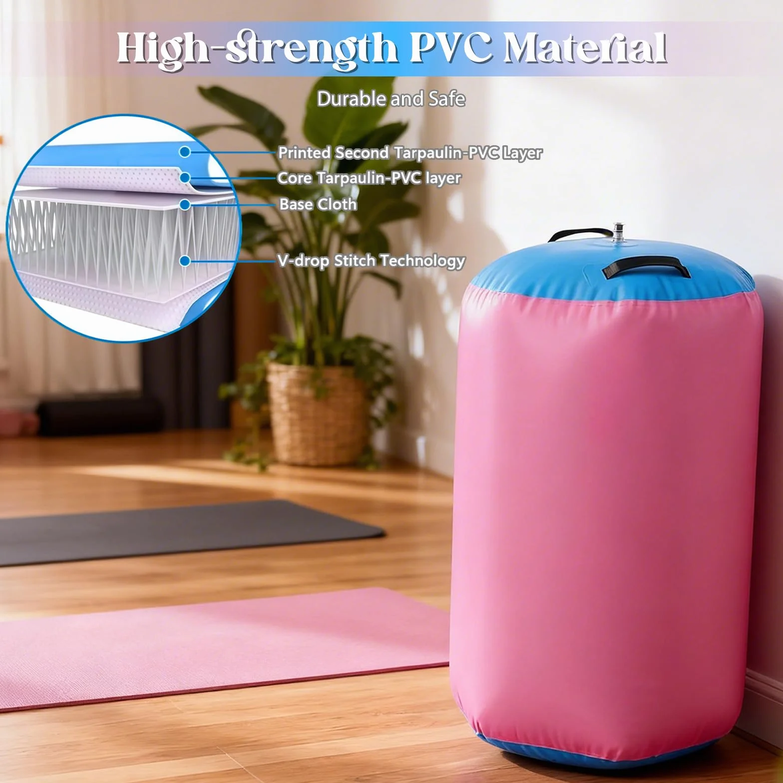 Rollo de aire inflable de PVC para yoga fitness 80 x 100 cm