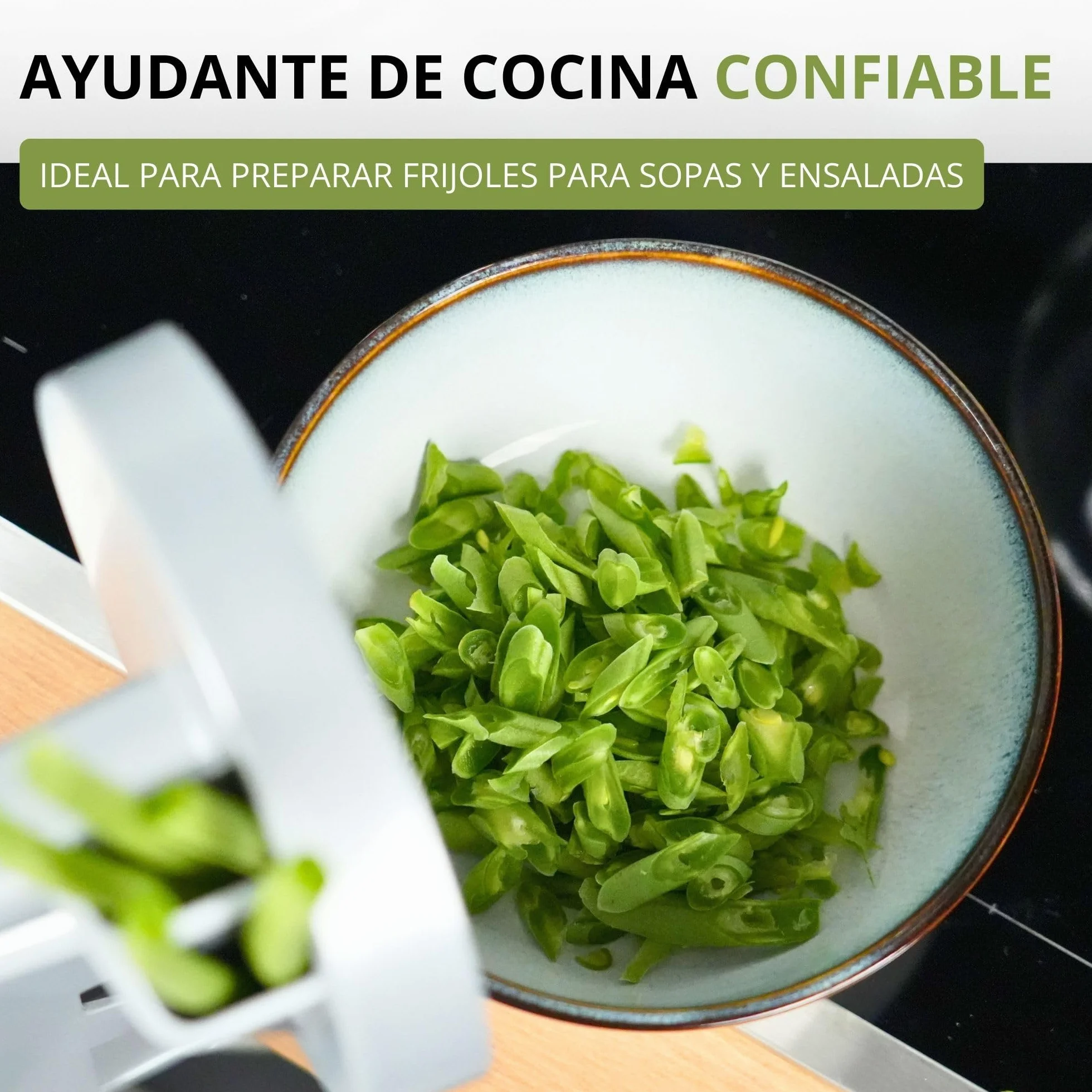 Westmark Cortador de judías con 2 aberturas de corte y abrazadera de tornillo para montaje en mesa, Cuchillo de acero inoxidable/carcasa de aluminio, Plateado, 11822260