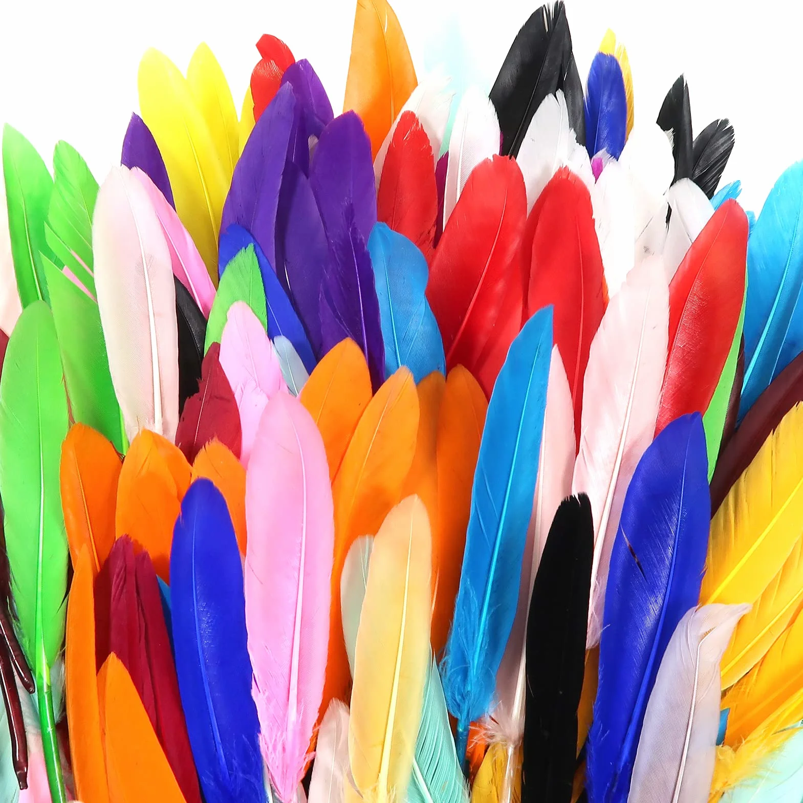 TOAOB 100 Piezas Plumas Naturales Plumas de Colores 10 a 15 cm de Largo para Ilustraciones de Bricolaje Embellecer y Decoración de Prendas de Vestir Manualidades