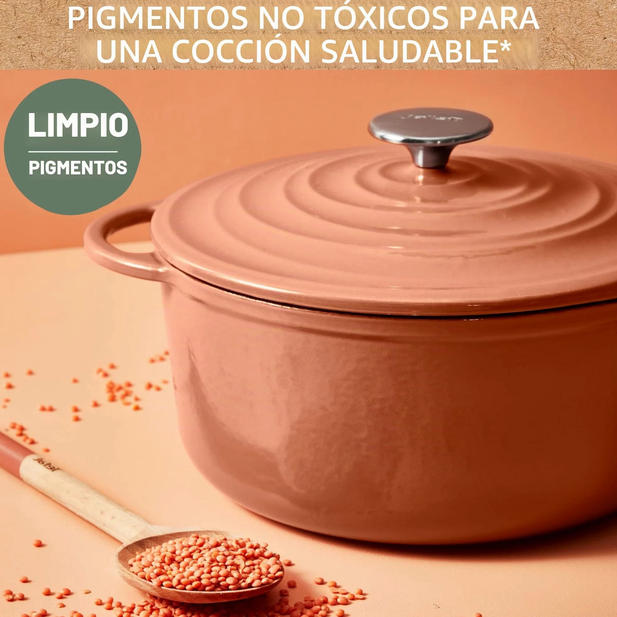 Tefal LOV E2600504 - Cacerola de hierro fundido esmaltado con tapa, 29 cm, 7,4 L, horno holandés, todo tipo de fuegos, olla de hierro fundido, ollas de cocina, aptas para lavavajillas, terracota,