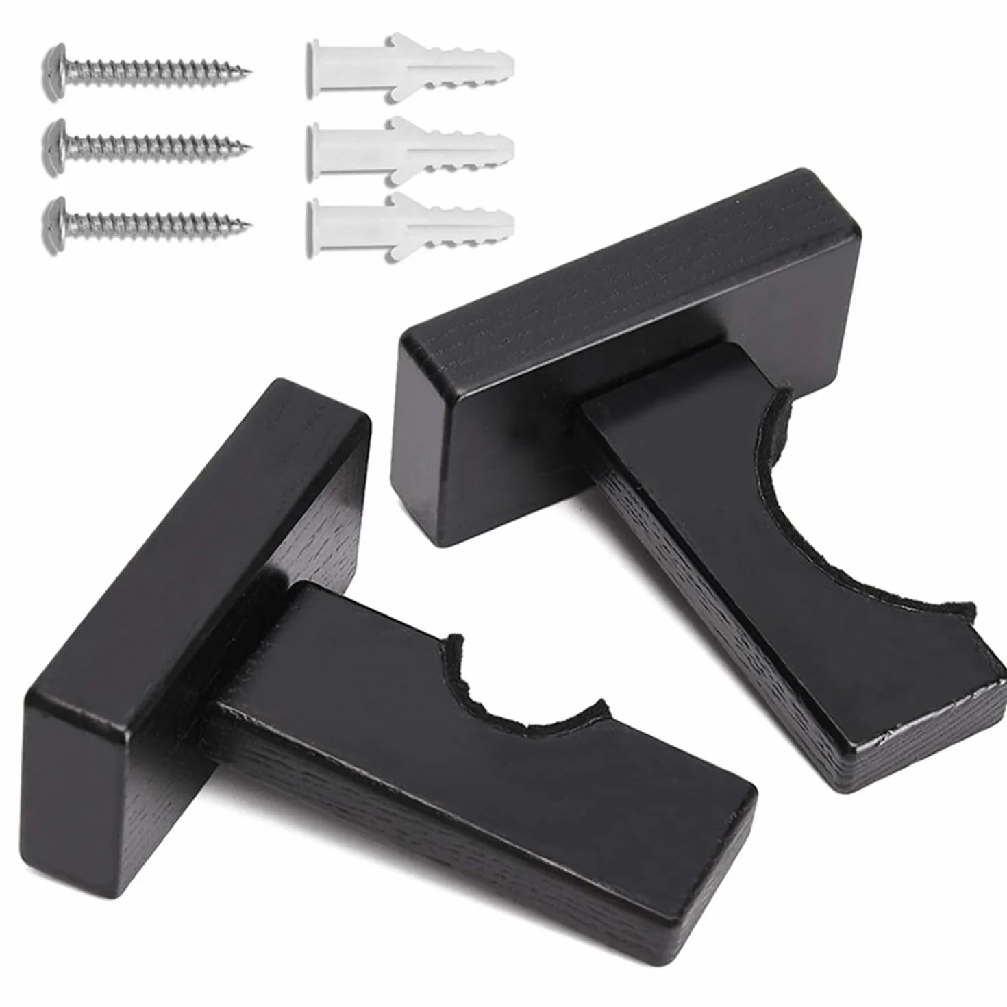 Soporte para bate de béisbol de madera horizontal, negro