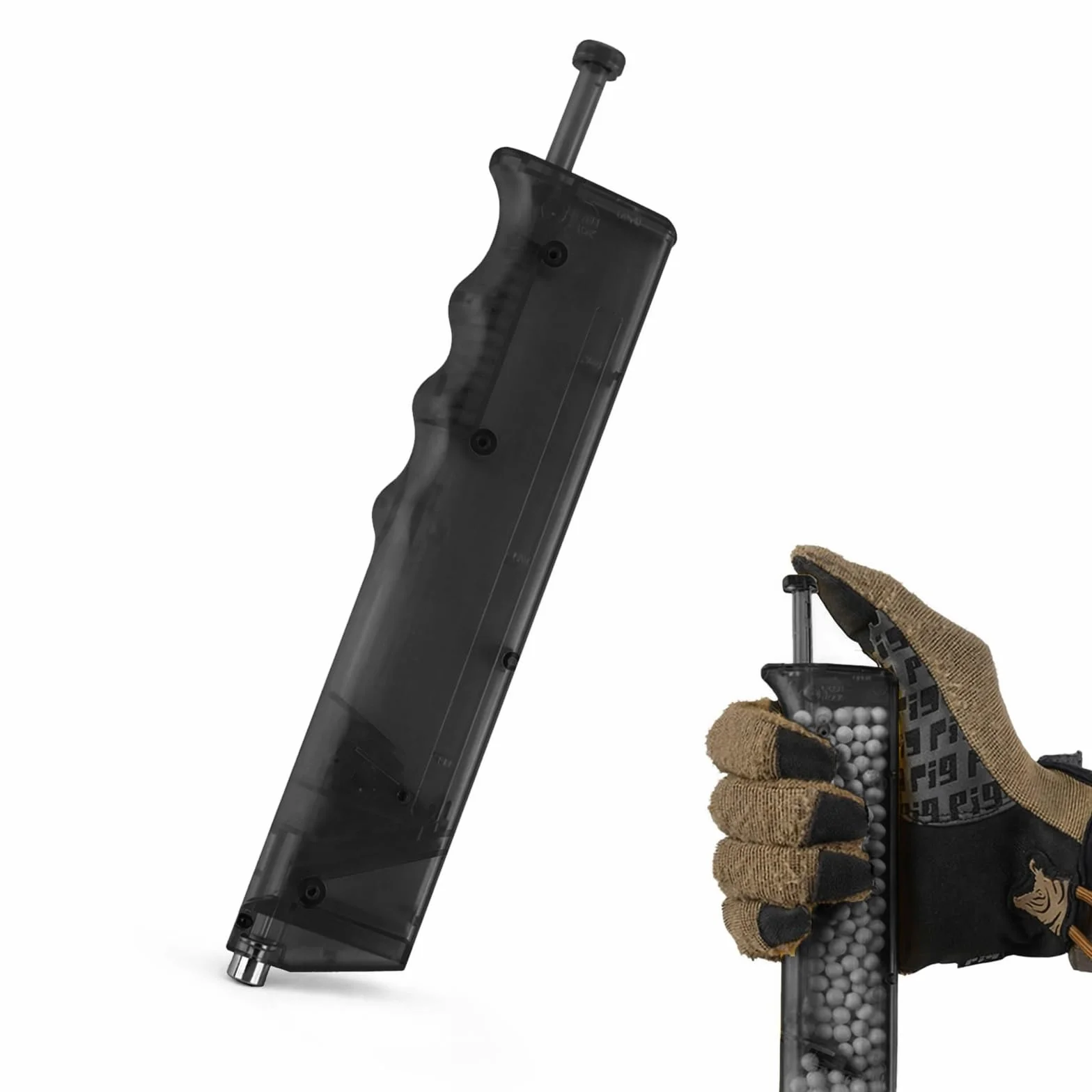 BB Speed Loader 300 rondas de gran capacidad, cargador de cargador Airsoft con 2 adaptadores, cargador rápido ABS de alta resistencia para BBs de 6 mm, cargador rápido manual compatible con M4