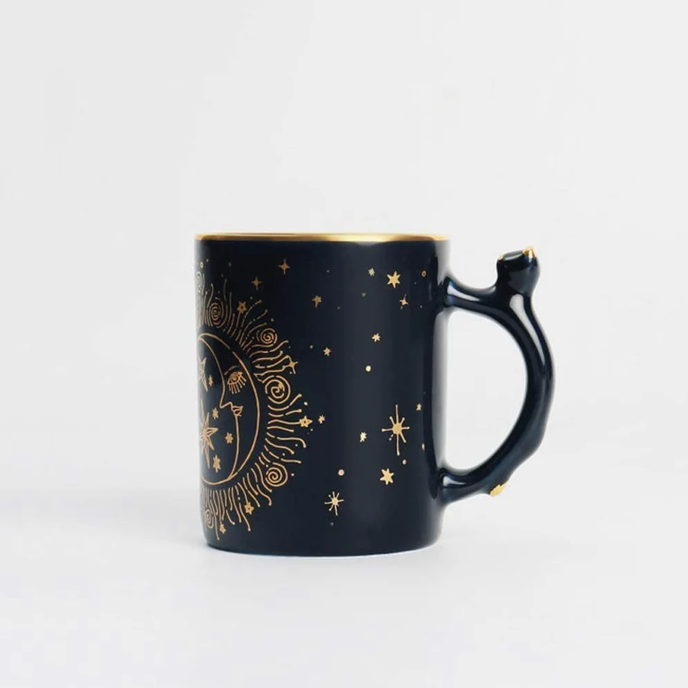Taza de Café de Té Taza Clásica De Pareja De Estrellas, Taza De Cerámica, Taza De Café Con Cielo Estrellado En Blanco Y Negro, Taza De Moda, Regalo Multifuncional para té de la tarde
