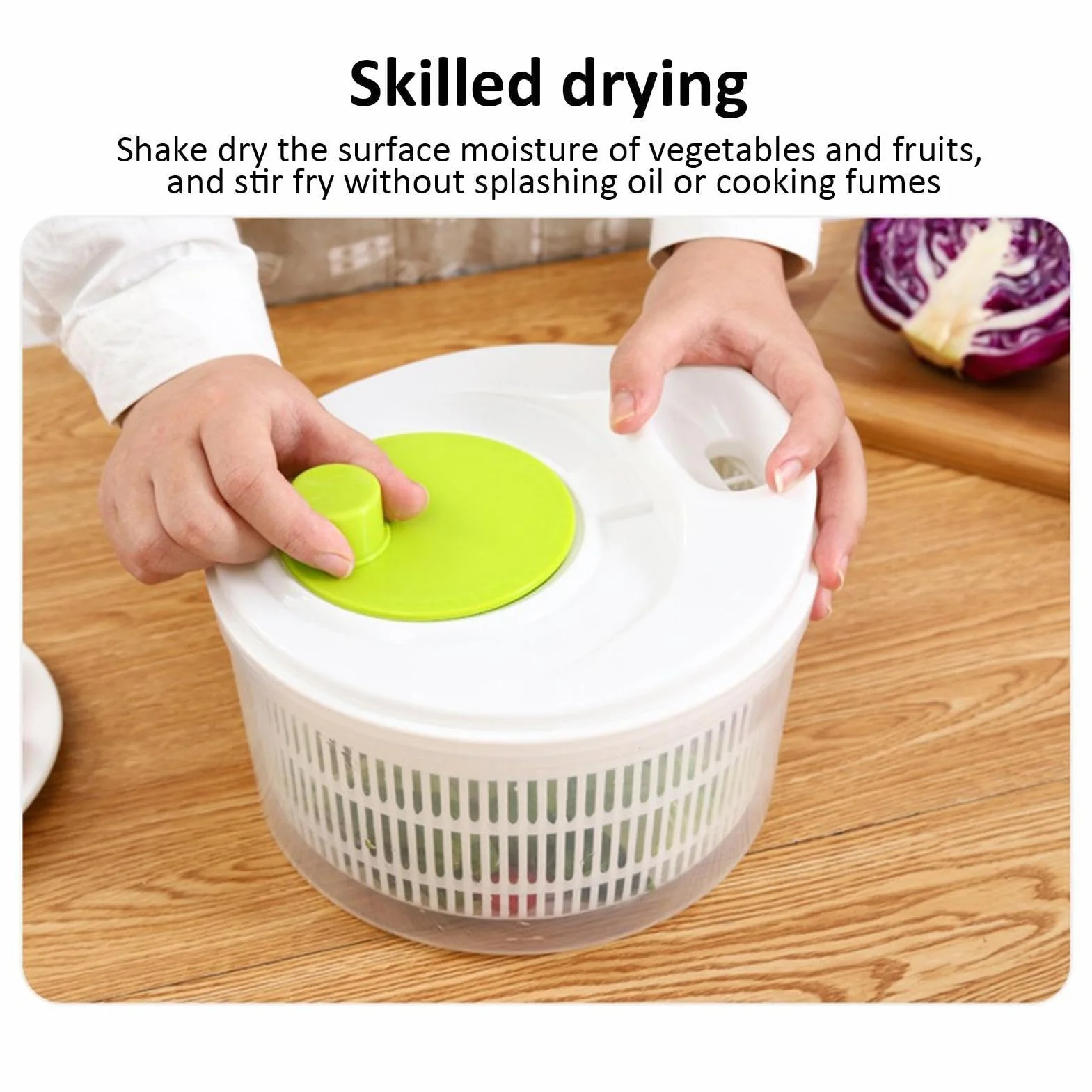 Spinner para secadora de lechuga, centrifugador manual para ensalada de verduras con drenaje, deshidratador secador de lechuga, centrifugador de frutas desmontable para hoteles, cocinas y restaurantes