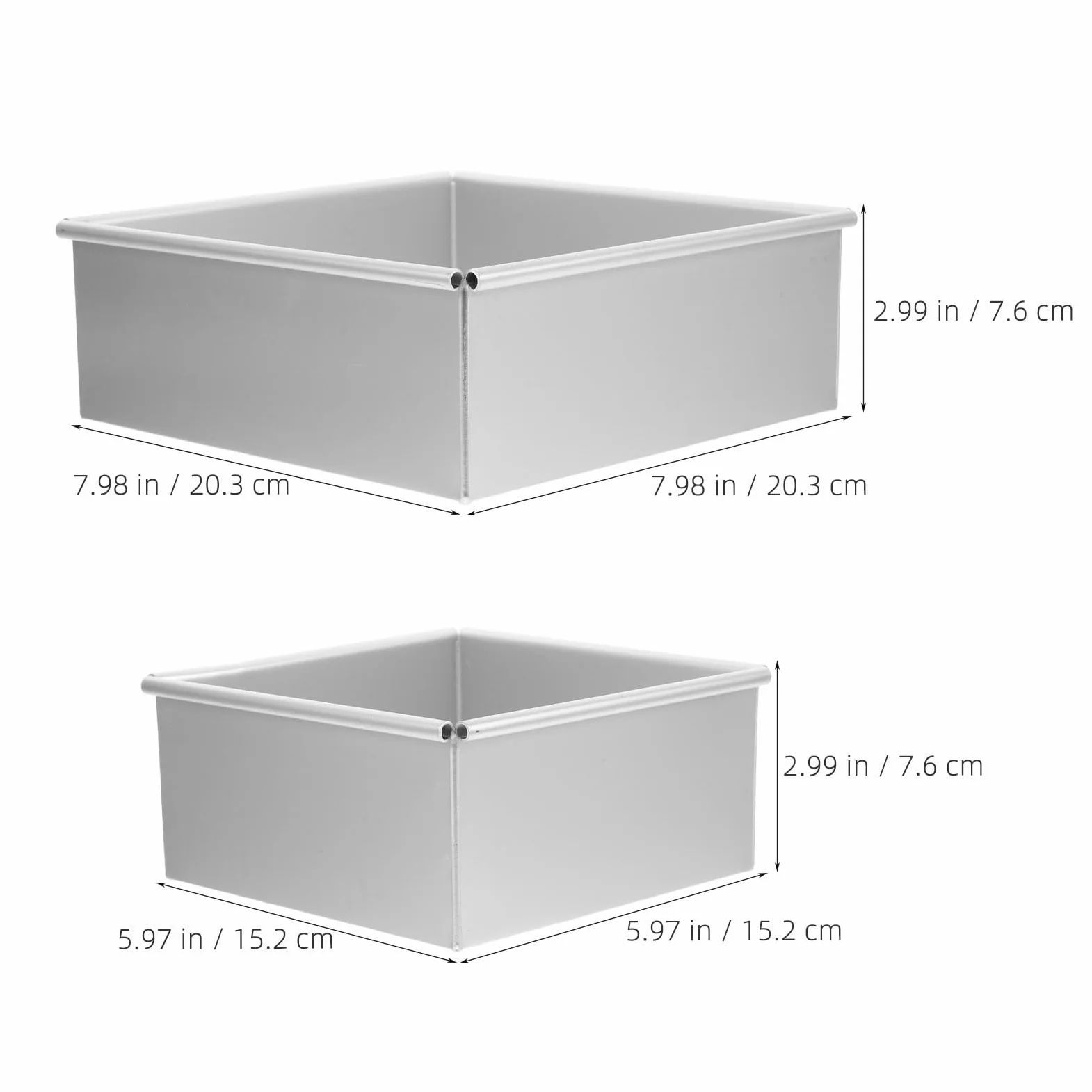VOSAREA Molde Cuadrado para Pastel 2 Piezas de Aleación de Aluminio | Fondo Extraíble, Color Plata, Uso en Restaurantes y Tiendas de Postres, Diseño Reutilizable para Horneado