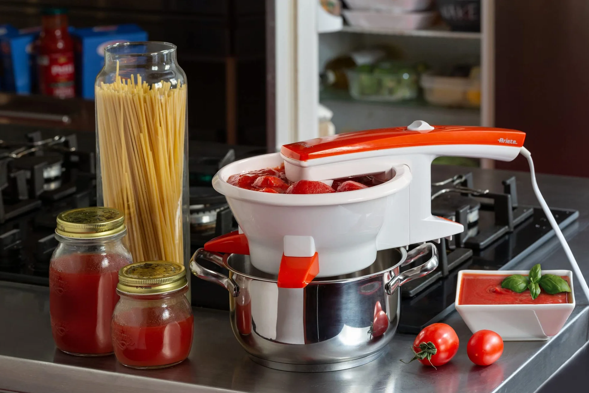 Ariete 261 Passì Orange 2.0, cortador de verduras eléctrico, 3 discos incluidos, 25 W, blanco/naranja