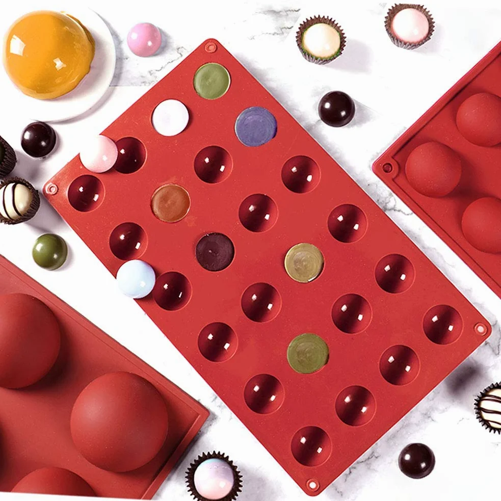 Moldes de silicona para hornear semi esferas, para hacer dulces, chocolate, pastel, mousse, gelatina, 5 unidades
