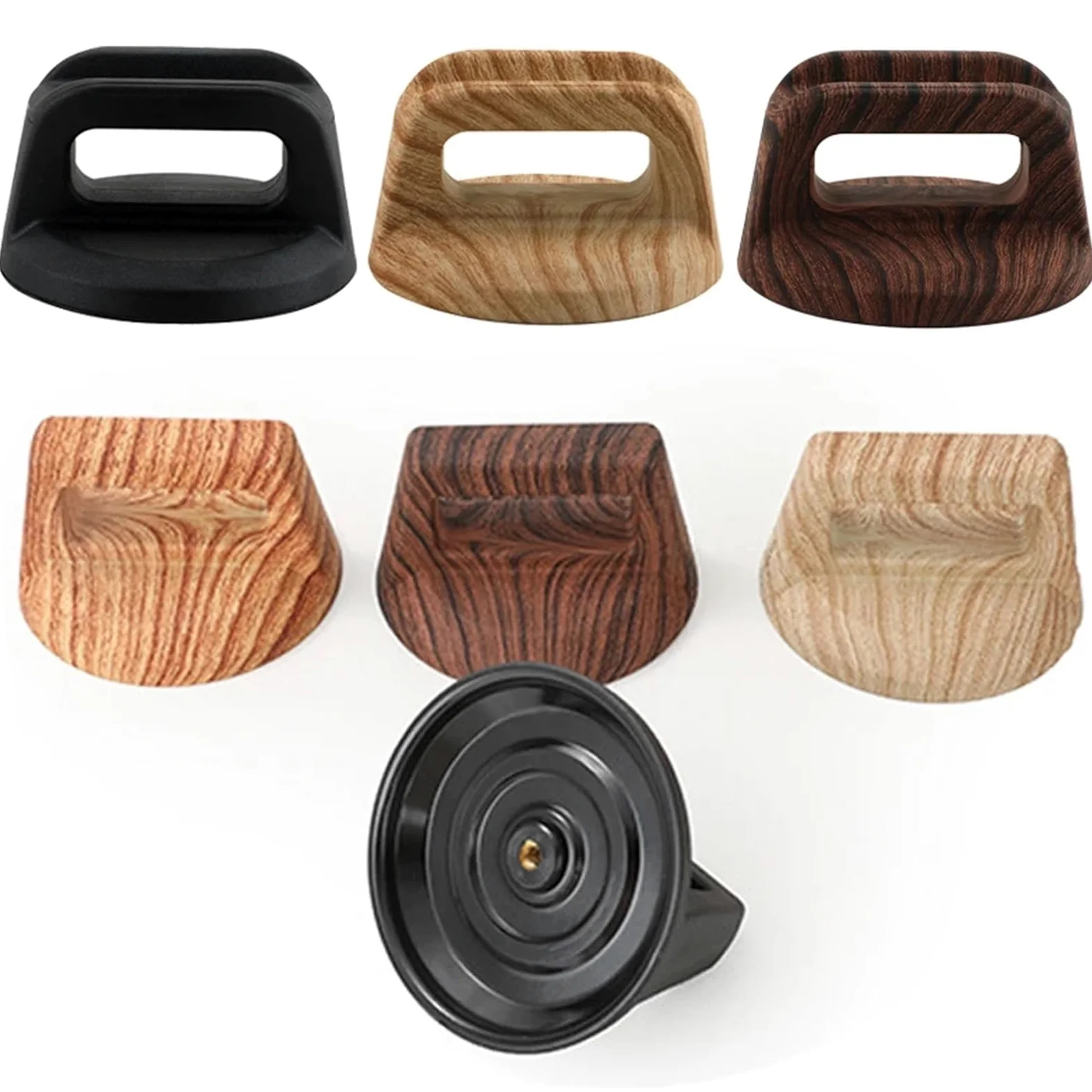 16 tapas universales de repuesto para tapas de ollas de cocina de madera | Se adapta a la mayoría de ollas y sartenes, fácil de instalar, baquelita duradera y acero inoxidable. Marrón claro