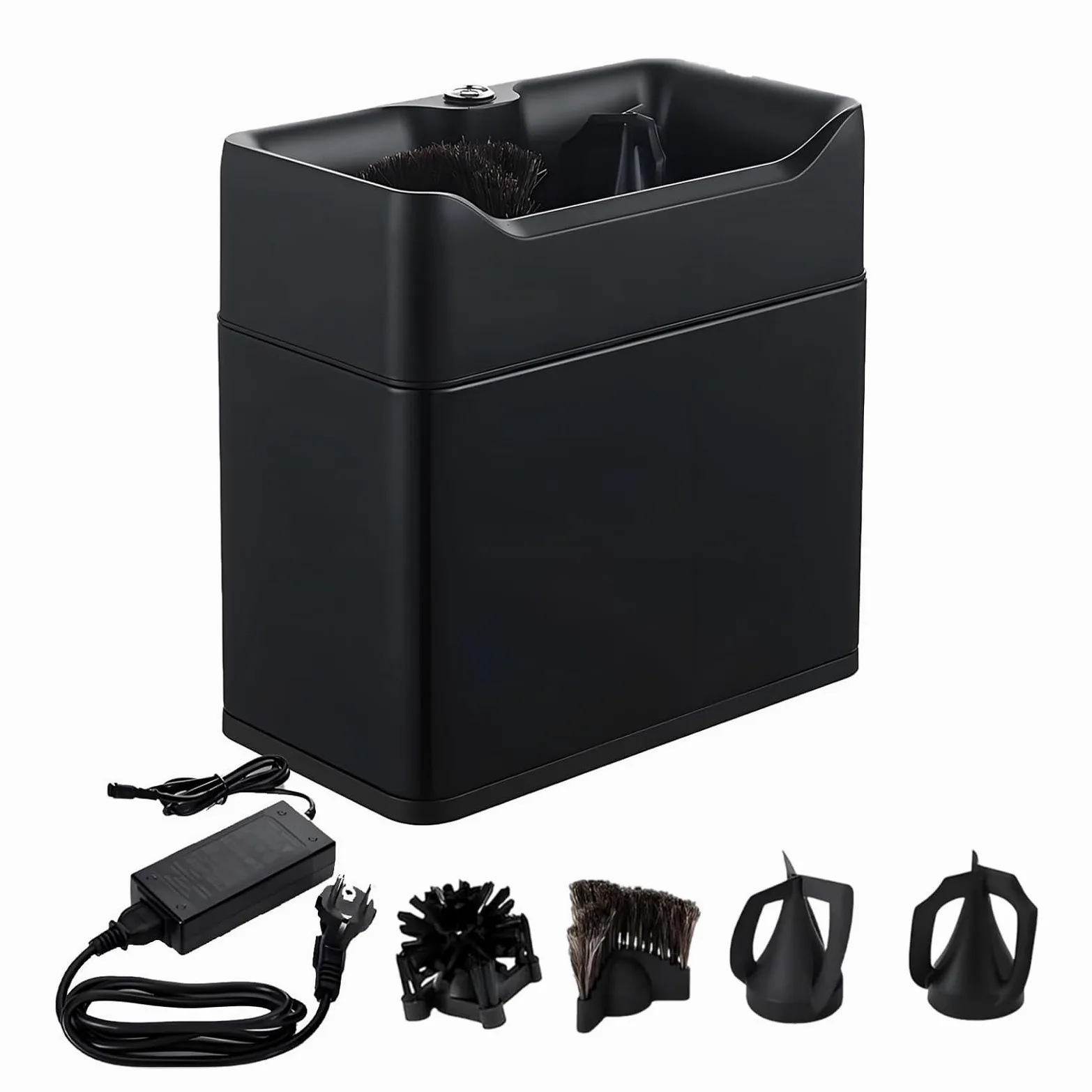Máquina Limpieza Portafiltros Espresso Automático, Funcionamiento Silencioso 20W Caja Golpeteo, Kit Herramienta Barista Profesional con Cepillos Intercambiables(Black)
