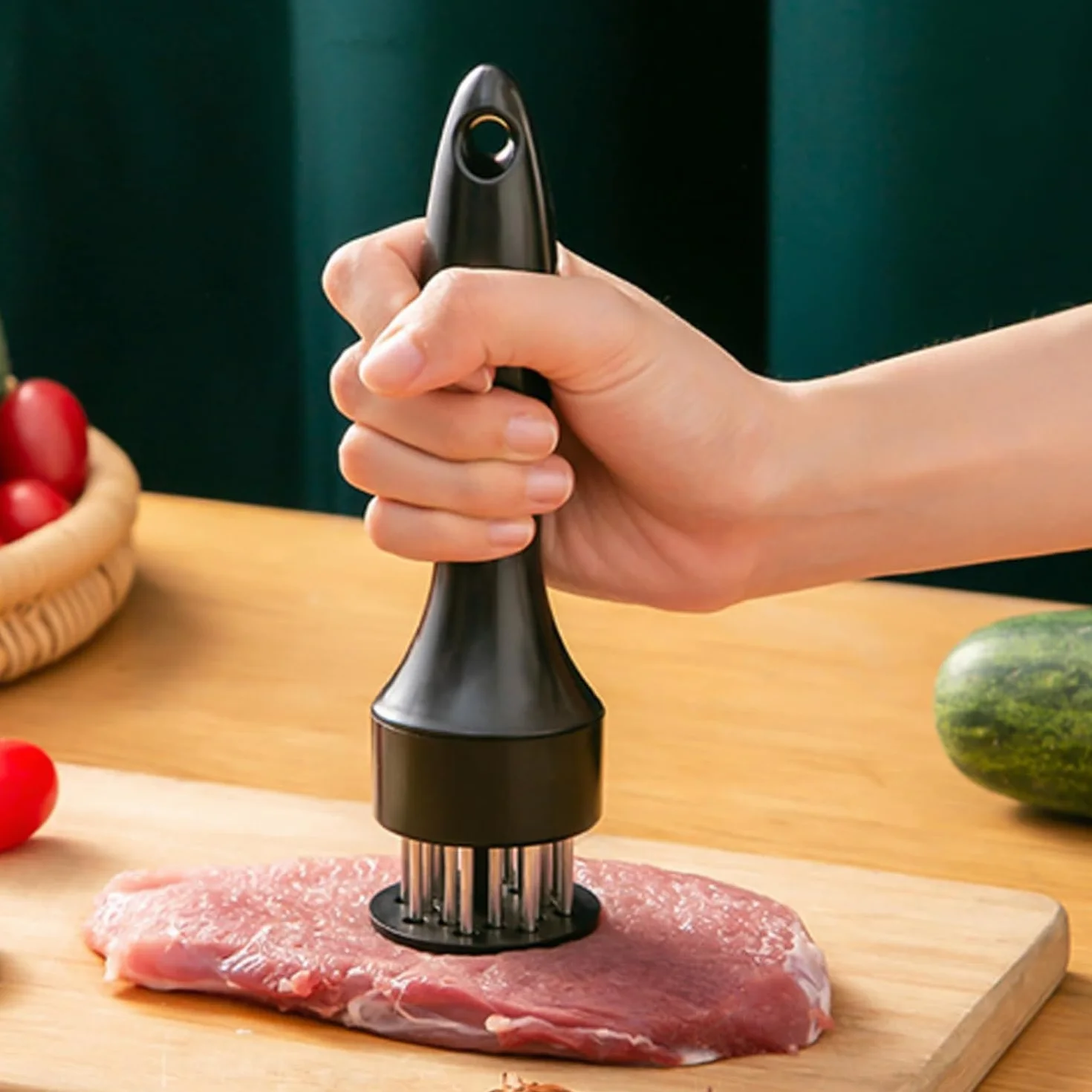 Stainless Steel Meat Tenderizer Needle, 21 Pin Ultra Sharp Meat Tenderizer Tool, Meat Marinating Tool, Steak BBQ Kitchen Cooking Tool, for Tenderizing Pork, Beef, Chicken, Marinade (White)