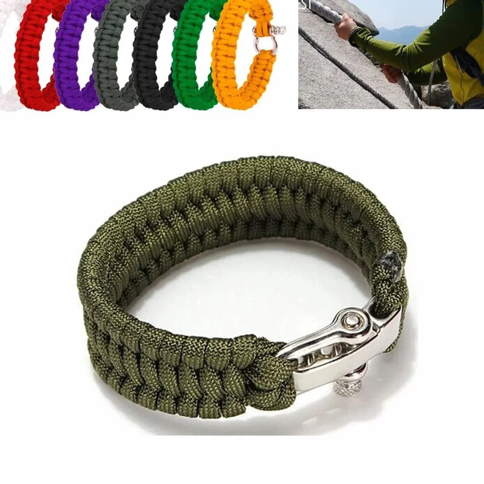 SagaSave Outdoor Paracord Survival Bracelet, Adjustable Buckle Emergency Rescue Rope for Camping Hiking