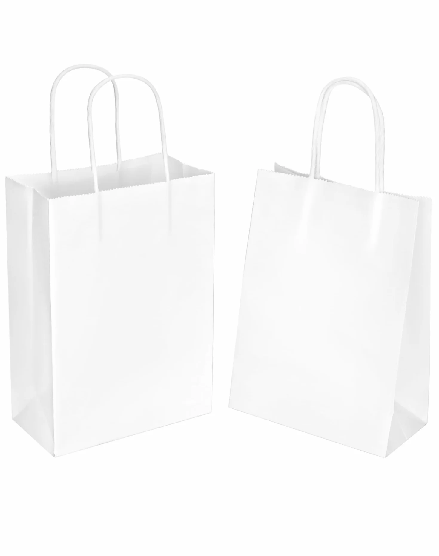 QWORK® 60 piezas bolsas de papel blanco con asas, bolsa regalo,15 x 8 x 21 cm, para fiestas, embalaje, bolsas de regalo de cumpleaños, bolsas de compras