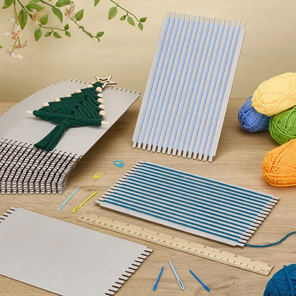 FINGERINSPIRE 24 telares de cartón de 250 x 150 x 2 mm, color gris, tablas auxiliares, herramientas de tejer rectangulares, cestas de ganchillo, joyas, manualidades, para principiantes, tejer y coser