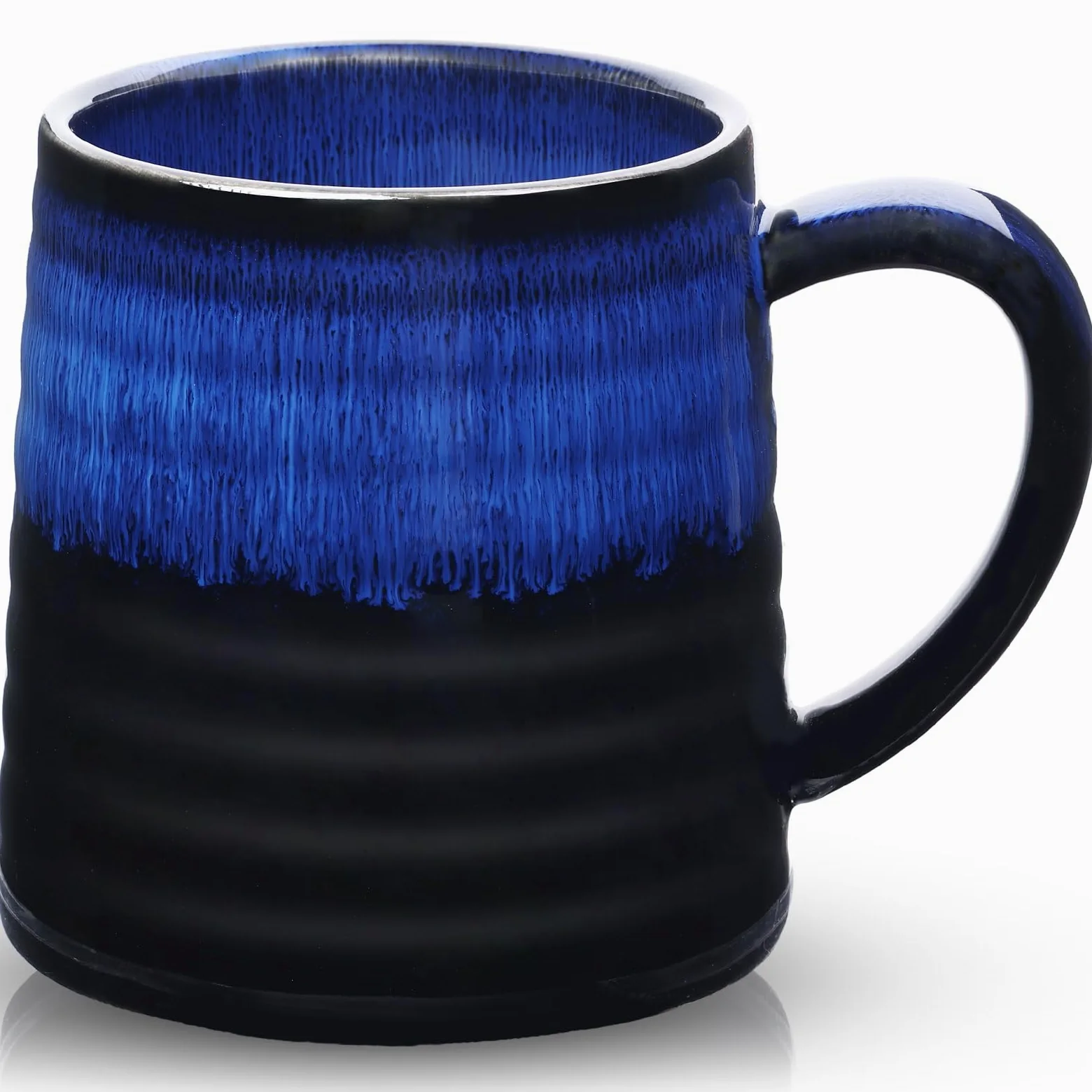 700ml Taza de Café de cerámica extra grande con asa grande, 25Oz taza de té de grand para la oficina y el hogar, apta para microondas y lavavajillas, textura esmaltada hecha a mano (Azul Estrellado)