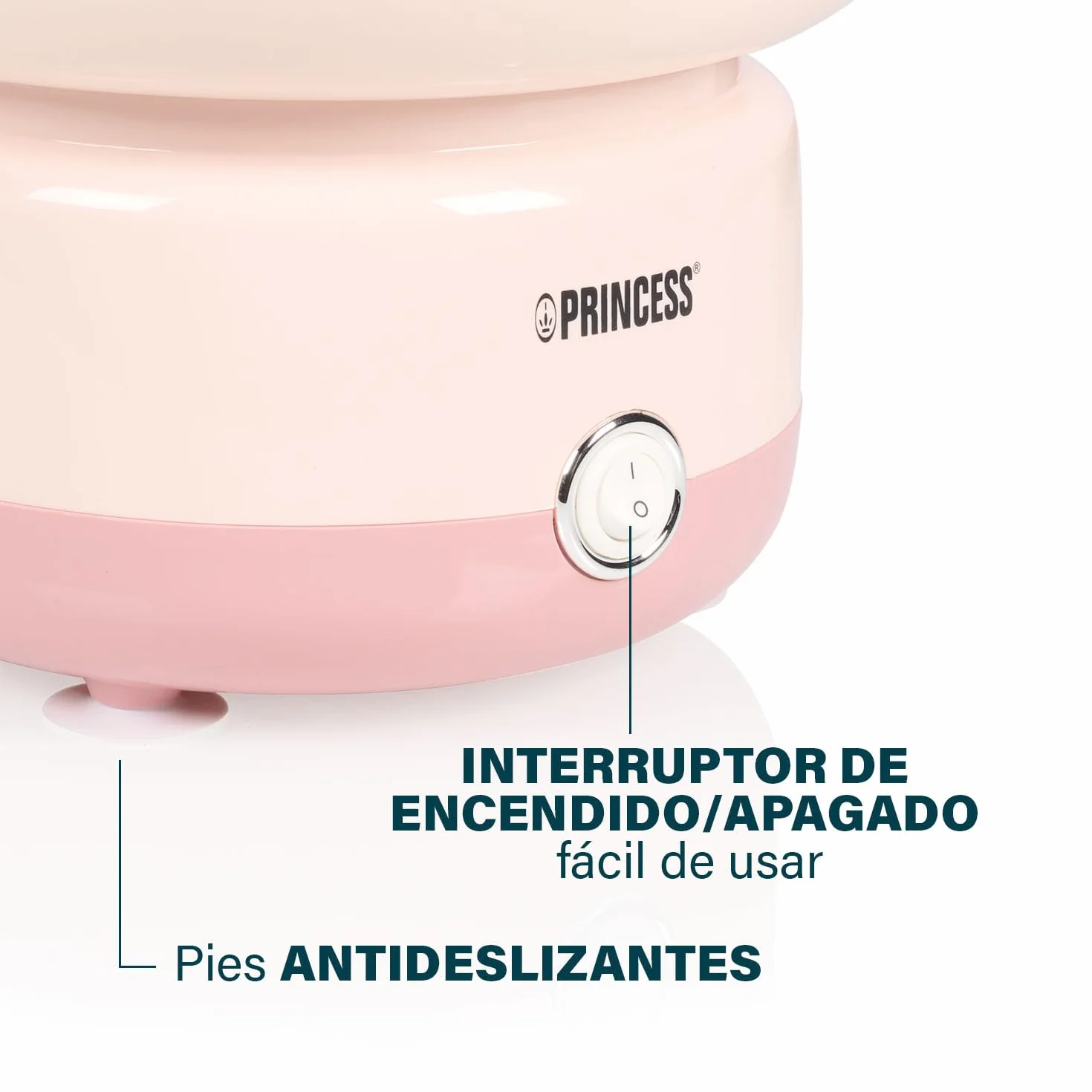 Princess Máquina de Algodón de Azúcar, 500W, Diseño Compacto, Piezas Aptas para Lavavajillas, Incluye Palitos y Cuchara Medidora, BPA-Free, Pies Antideslizantes, Fácil de Usar, 292990