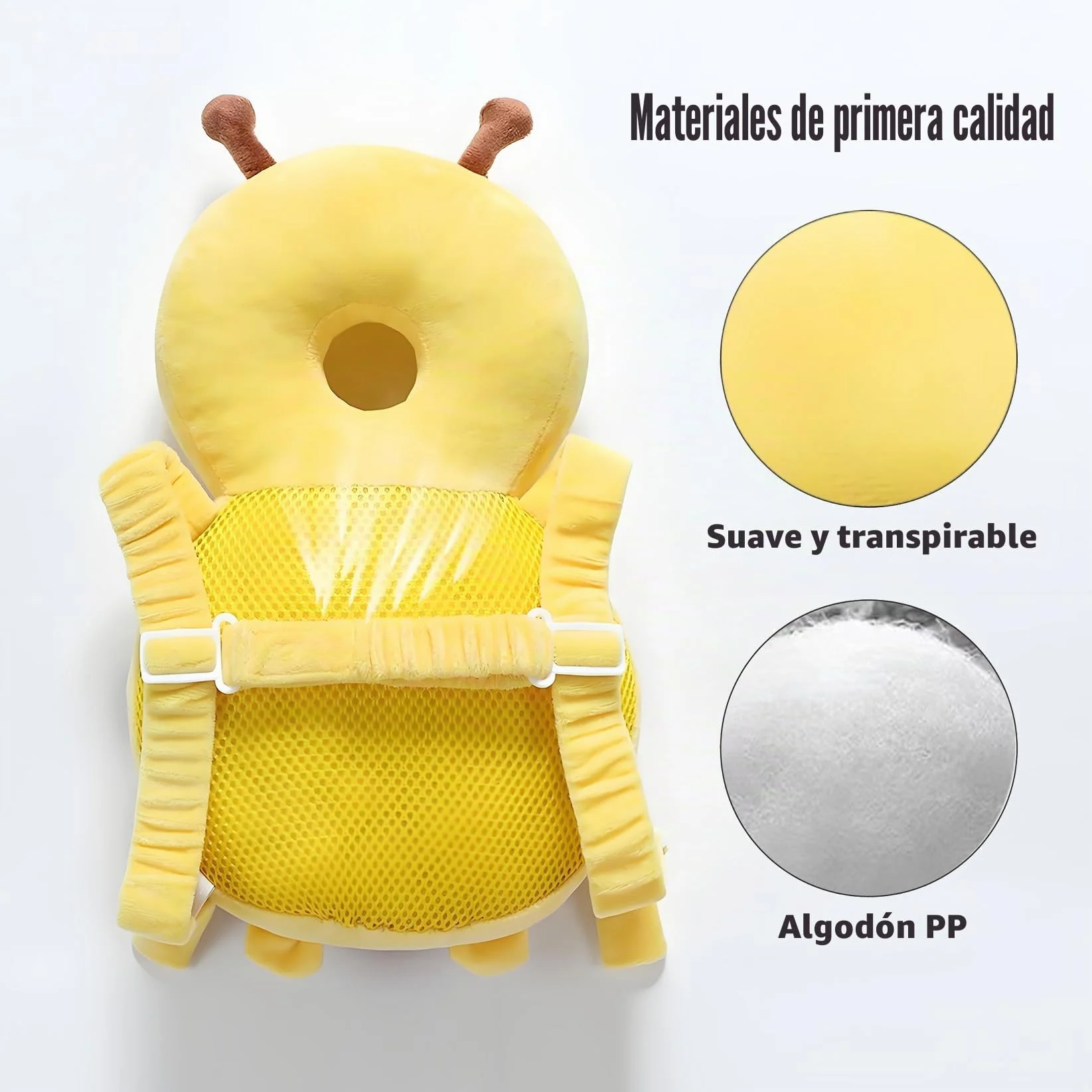 PandaEar Mochila de protección de cabeza para bebé, protector ajustable para niños pequeños al caminar, cojín de seguridad (Amarillo)