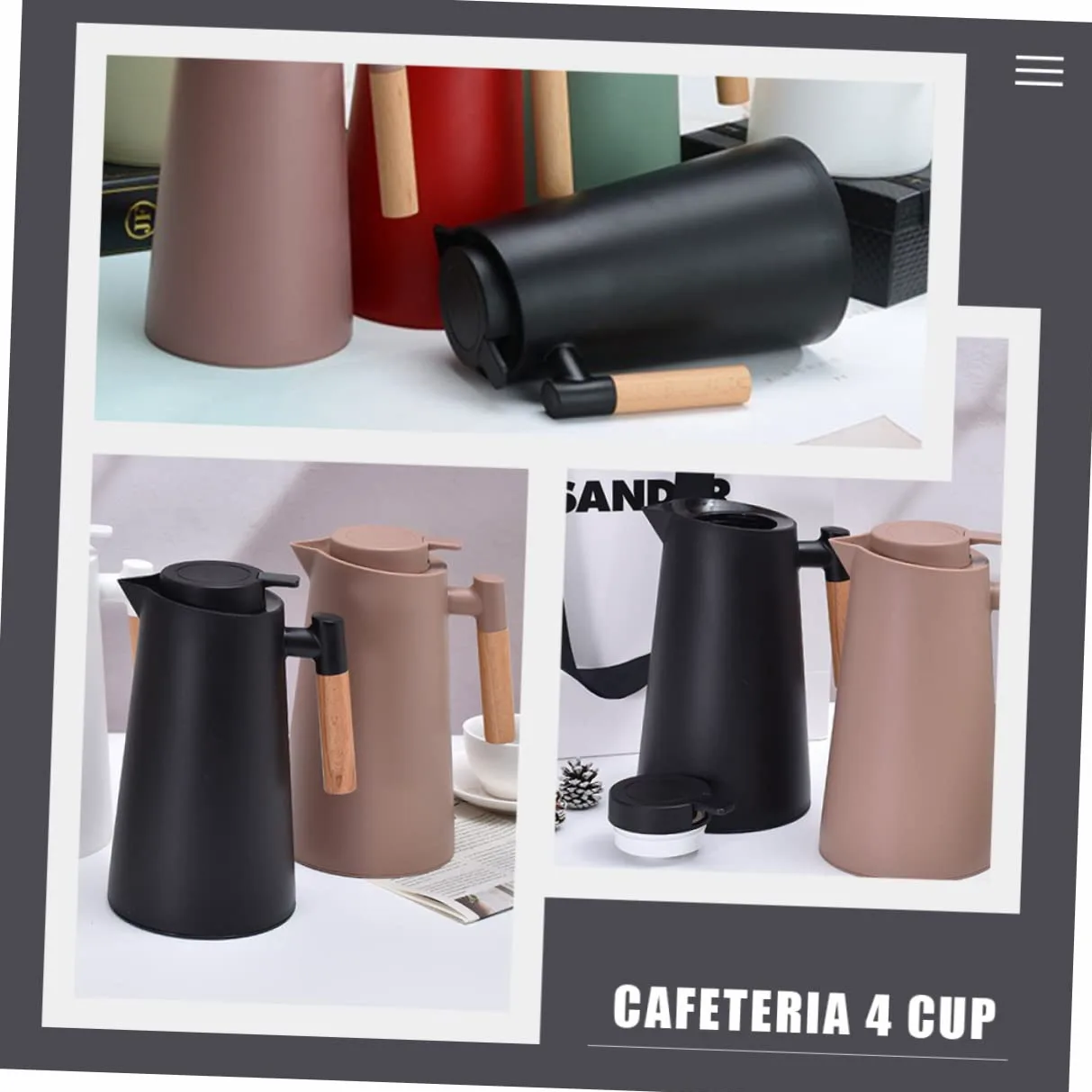 DOITOOL Termo de Vidrio al Vacío para Café y Té Botella de Agua Portátil Asa para Bebidas Frías y Calientes para Camping y Hogar
