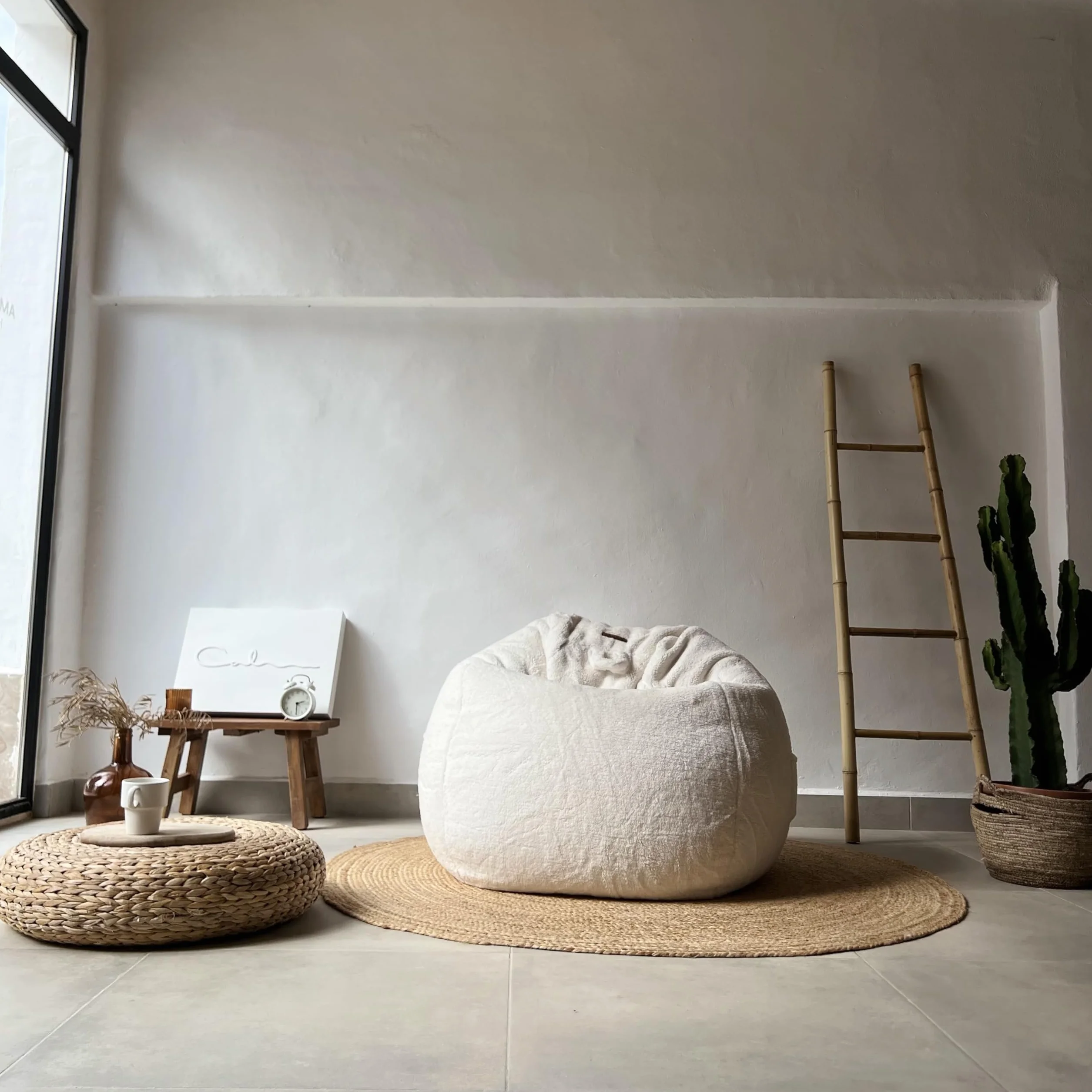 Aiire Puff Salon Moderno XXL - Puf con Relleno Incluido para Decoracion Habitacion Juvenil - Bean Bag Chair Infantil Gigante - Puffs Infantiles Grandes - Borreguito Rosado [100x75]