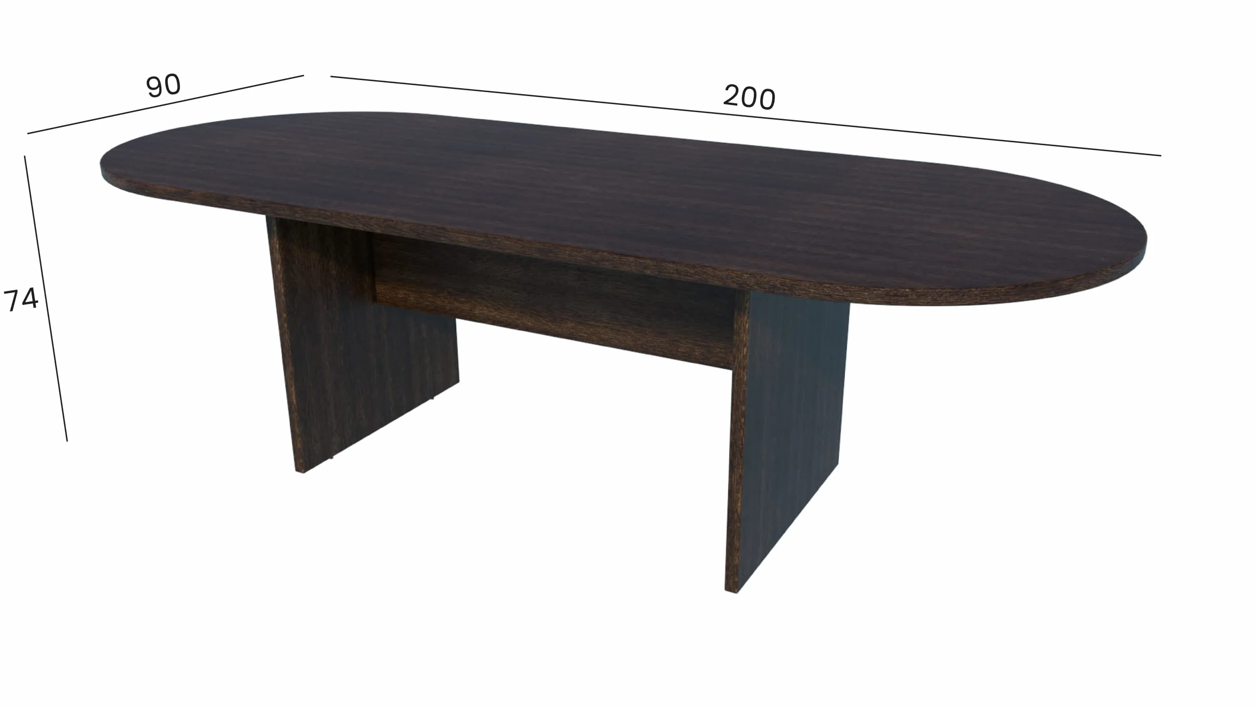 Euromof Mesa de Juntas Ovalada. 200x90 cm. Color Wengué