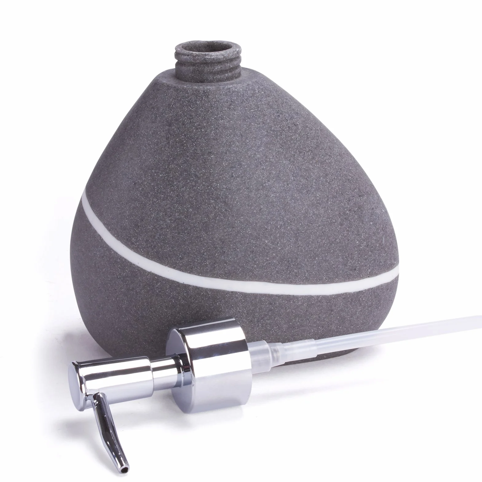 MSV Set de 3 Accesorios de baño de poliresina, dispensador de jabón, jabonera, Vaso para cepillos de Dientes, Gris Piedra Zen