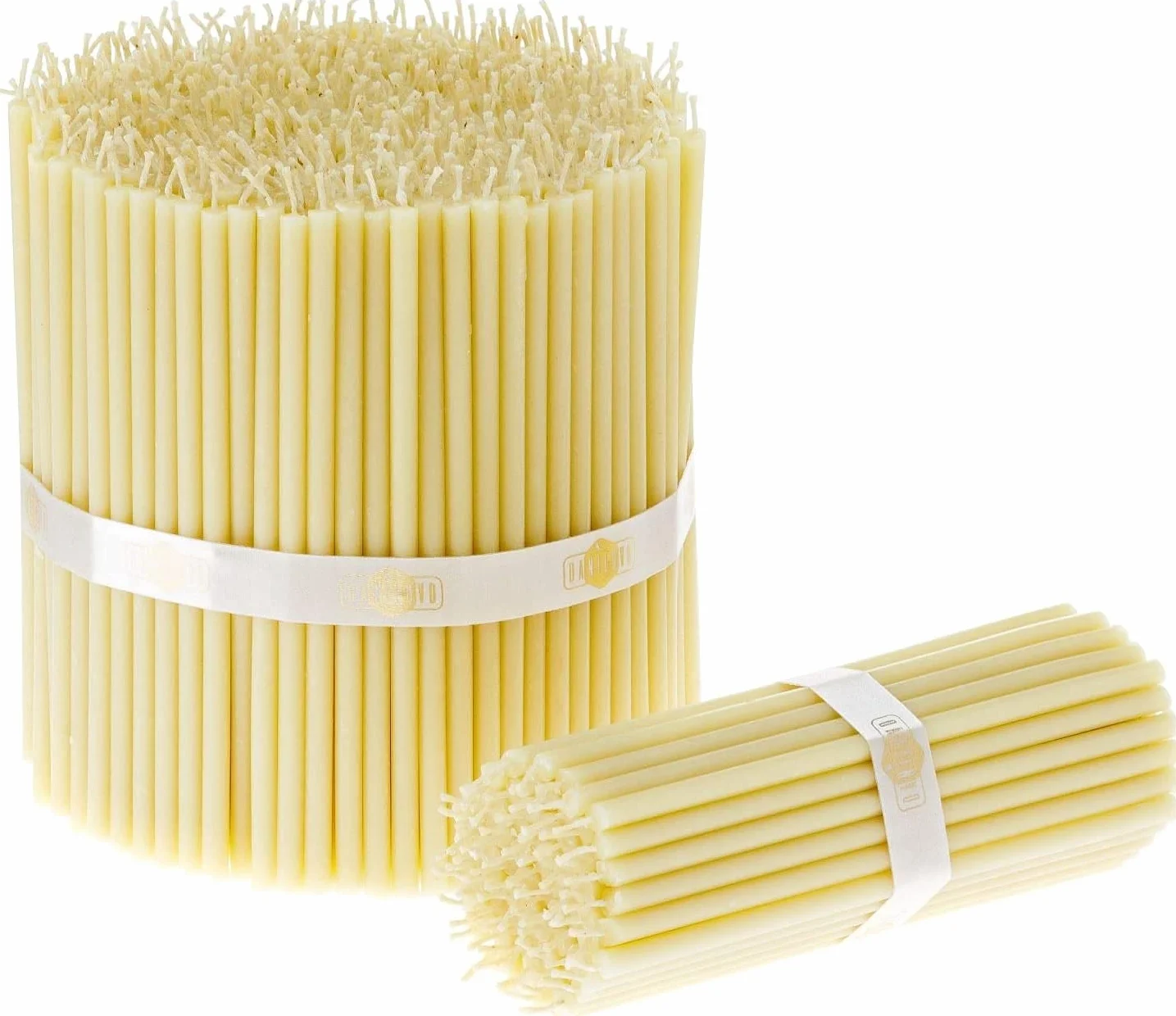 Danilovo Velas de cera de abeja blancas, 50 unidades, velas ortodoxas para oración, rituales, decoración de mesa de boda, no tóxicas, sin hollín, N120, altura: 15 cm, diámetro: 5,4 mm