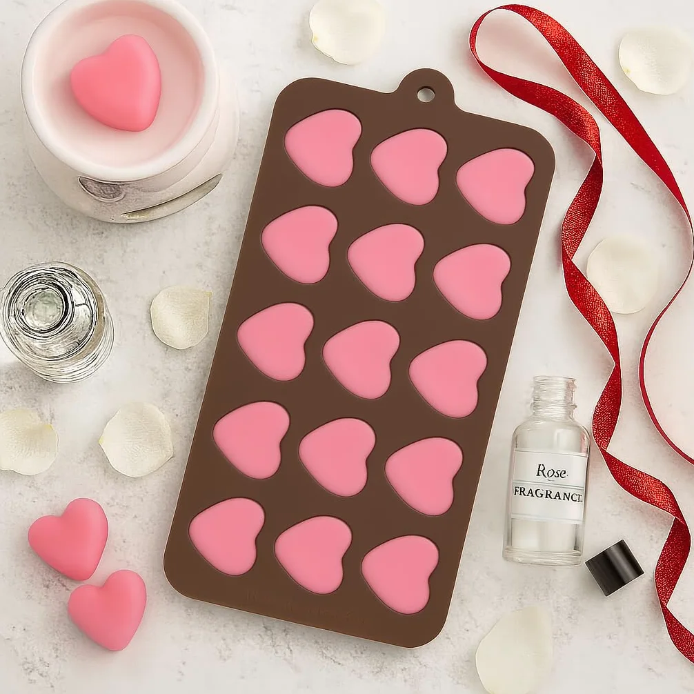 Mrs. Anderson's Baking Moldes de chocolate, silicona de grado europeo, corazones, juego de 2