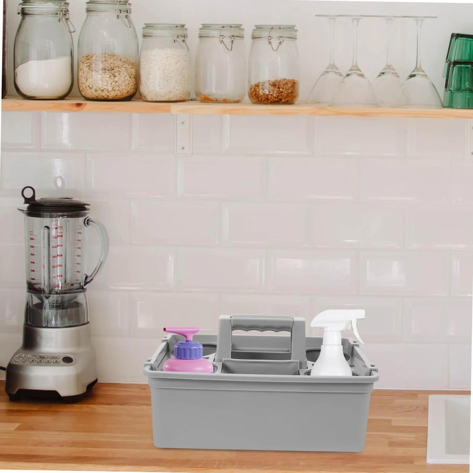 PRETYZOOM Cesta para Organización Ergonómica Compartimentos Separados Limpieza de Plástico Asa y Transporte Cómodo Hogar o Hotel