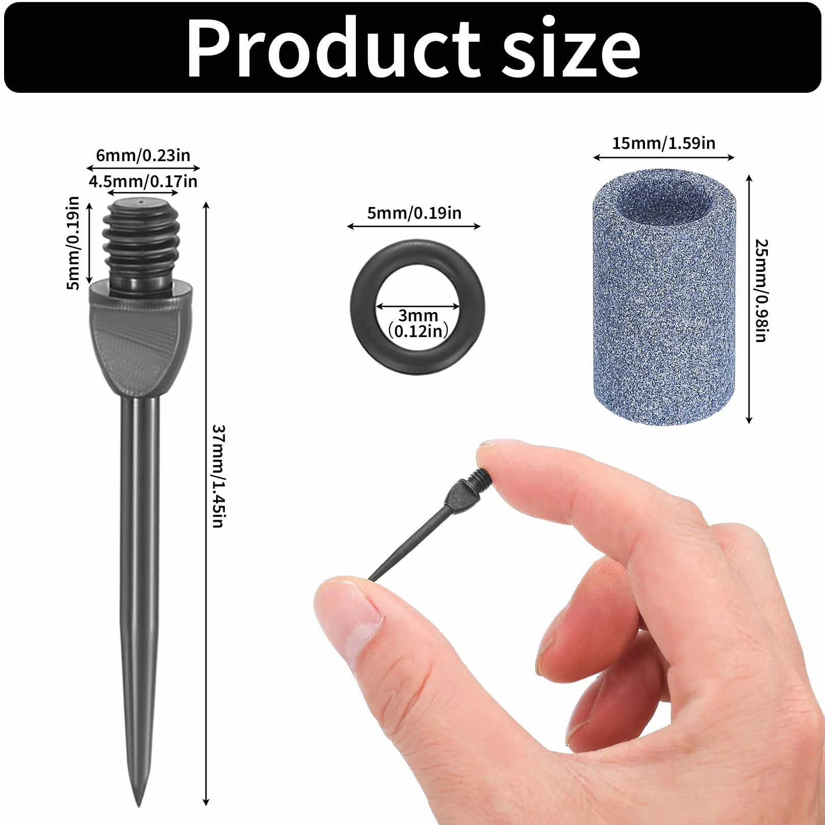 Puntas de Dardos de Acero 16 Pcs, Puntas de Repuesto Convertidor Blandos con 32 Anillos de Goma