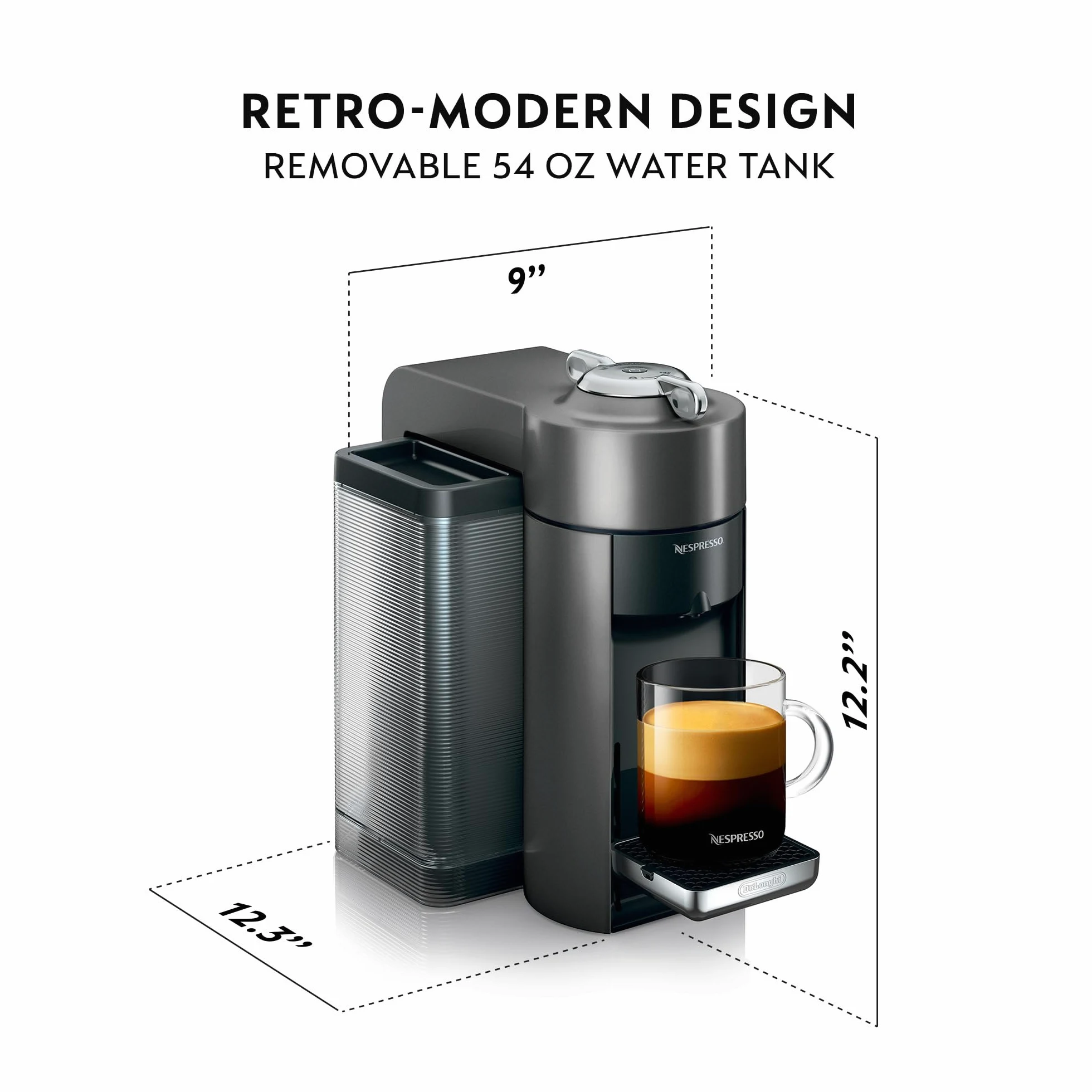 Nespresso ENV135GY Vertuo Evoluo - Máquina de café y espresso de De'Longhi, grafito y plástico