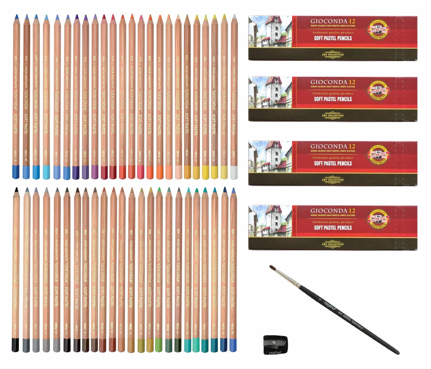 Koh-I-Noor - Juego de 48 lápices pastel Gioconda con sacapuntas y cepillo pastel
