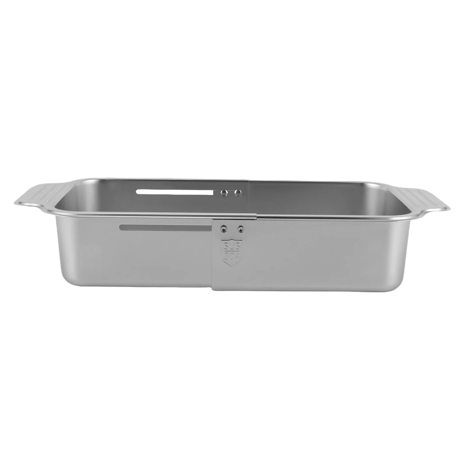 Colador para cocina, fregadero con asas dobles, extensible, colador de pasta de acero inoxidable 304, colador para fregadero de cocina, color plateado