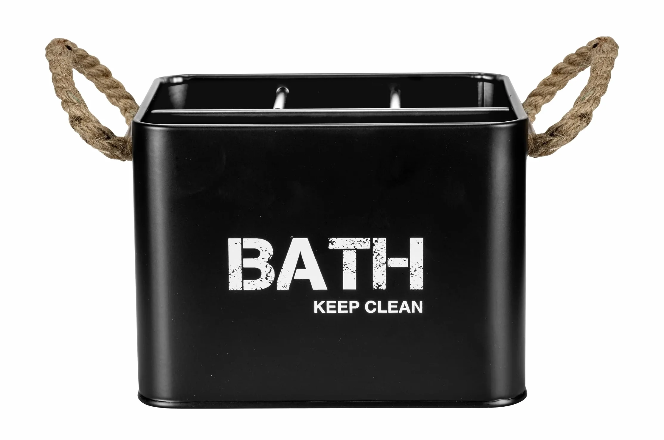 WENKO Caja para el baño Gara con 4 compartimentos negro - Caja de almacenaje, cesta para el baño Capacidad: 2.37 l, Acero, 19 x 12.5 x 13 cm, Negro