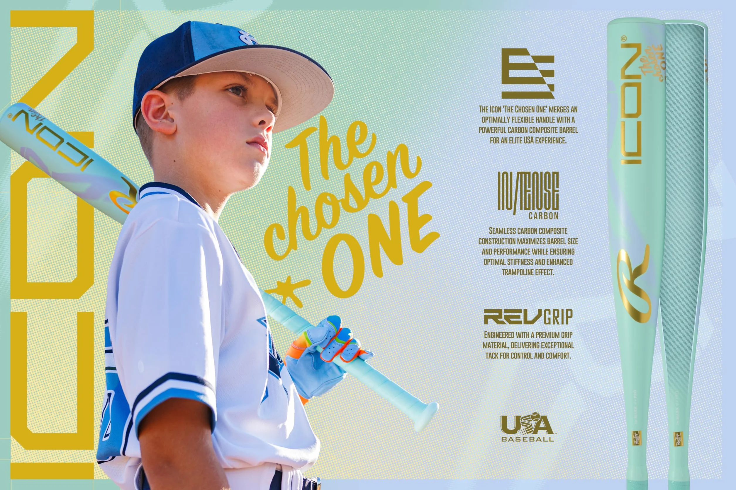 Rawlings 2026 Bate de béisbol Icon The Chosen One 2 5/8 pulgadas Compuesto