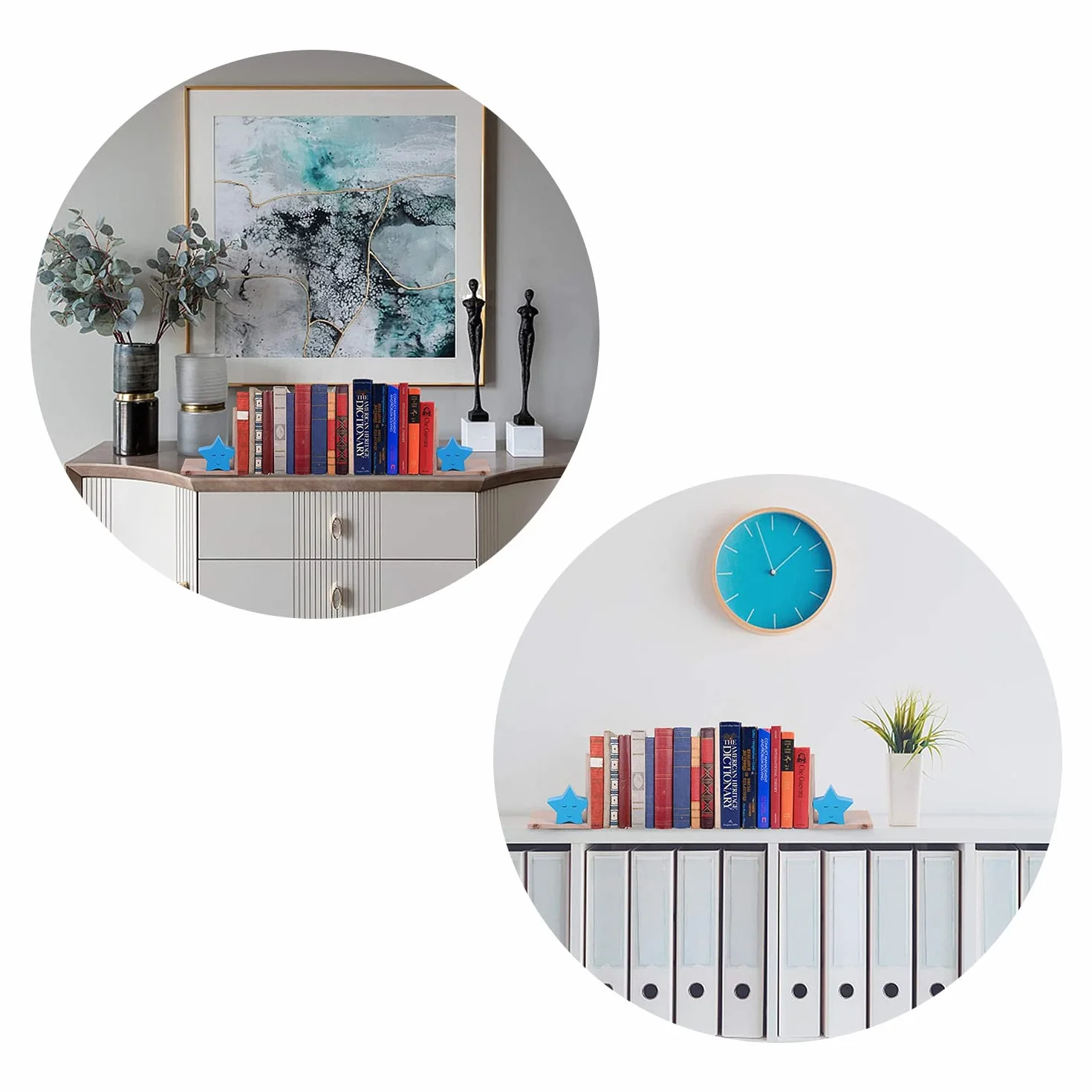 Nacnic Sujetalibros Decorativo Infantil con diseño de Estrellas Azules | Sujetalibros para Niños en Estilo Nórdico | Soportes de Madera para Libros y Estanterías | Book Stand