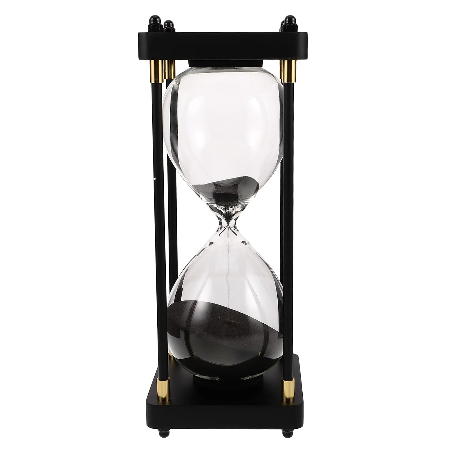 Ipetboom Temporizador de Arena de 60 Minutos Arena Negra Decorativo de Cristal Transparente Temporizador Creativo para Cocina Oficina y Hogar Gestión Precisa