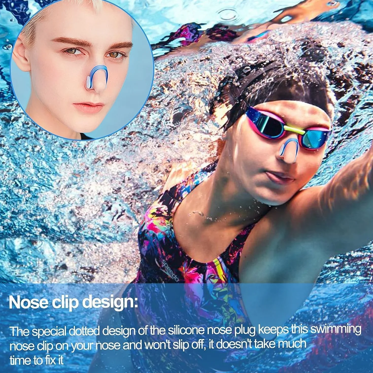 Pinzas de Nariz para Natación, 4 Piezas Silicona Impermeable Clip para Nadar