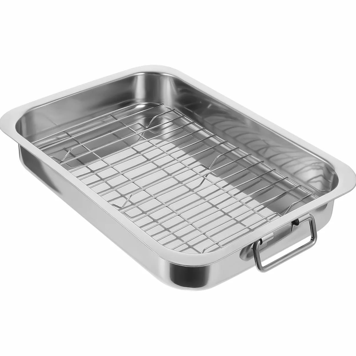 Alasum 1juego Bandeja para Horno Rectangular de Acero Inoxidable con Rejilla Bandeja Pequeña para Hornear y Asar Fácil de Limpiar Almacenamiento Apilable para Repostería y Cocina Diaria