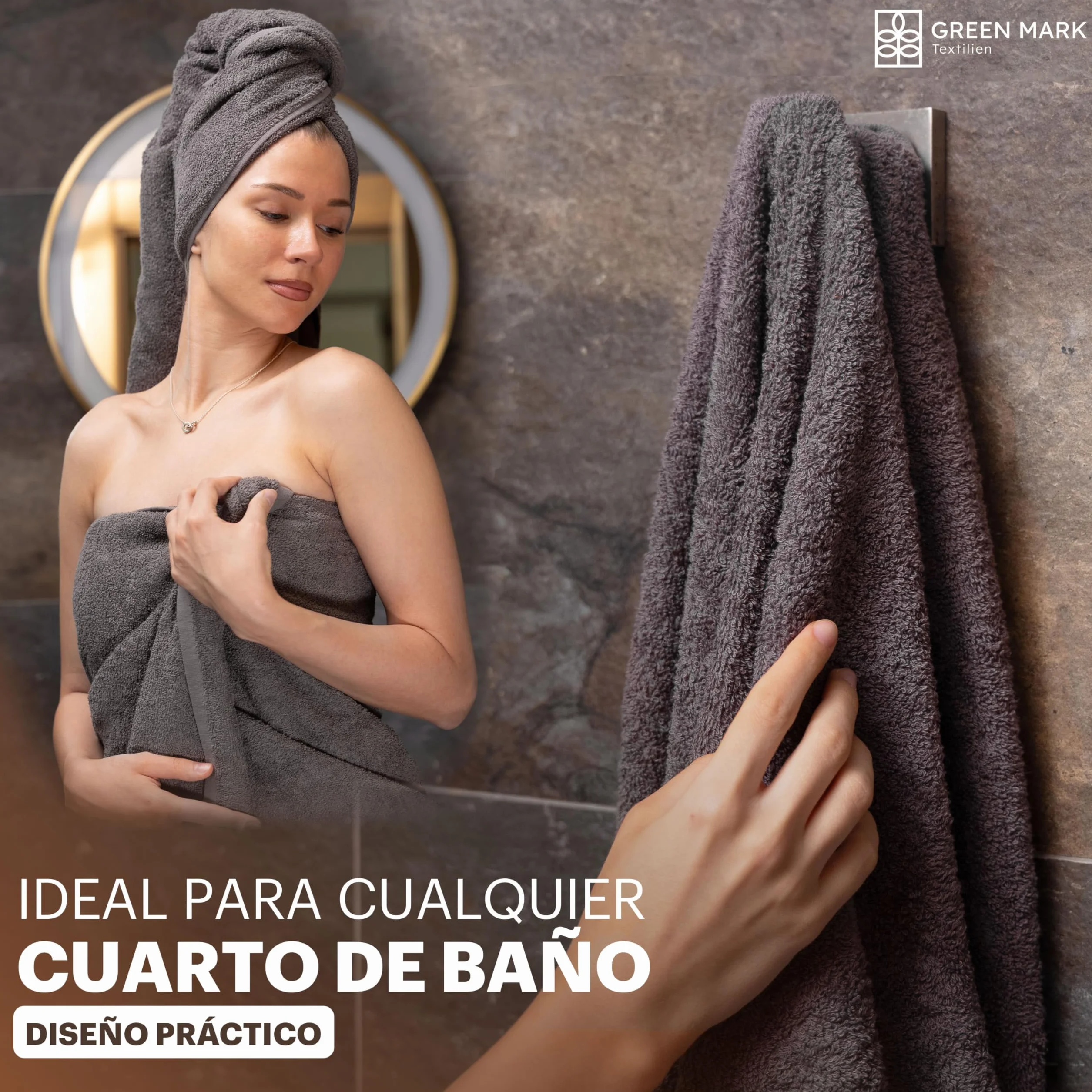 NatureMark Juego de 4 Toallas de Ducha – Toallas Suaves y absorbentes de 100% algodón, adecuadas para el Uso Diario – Gris Antracita, 70x140 cm